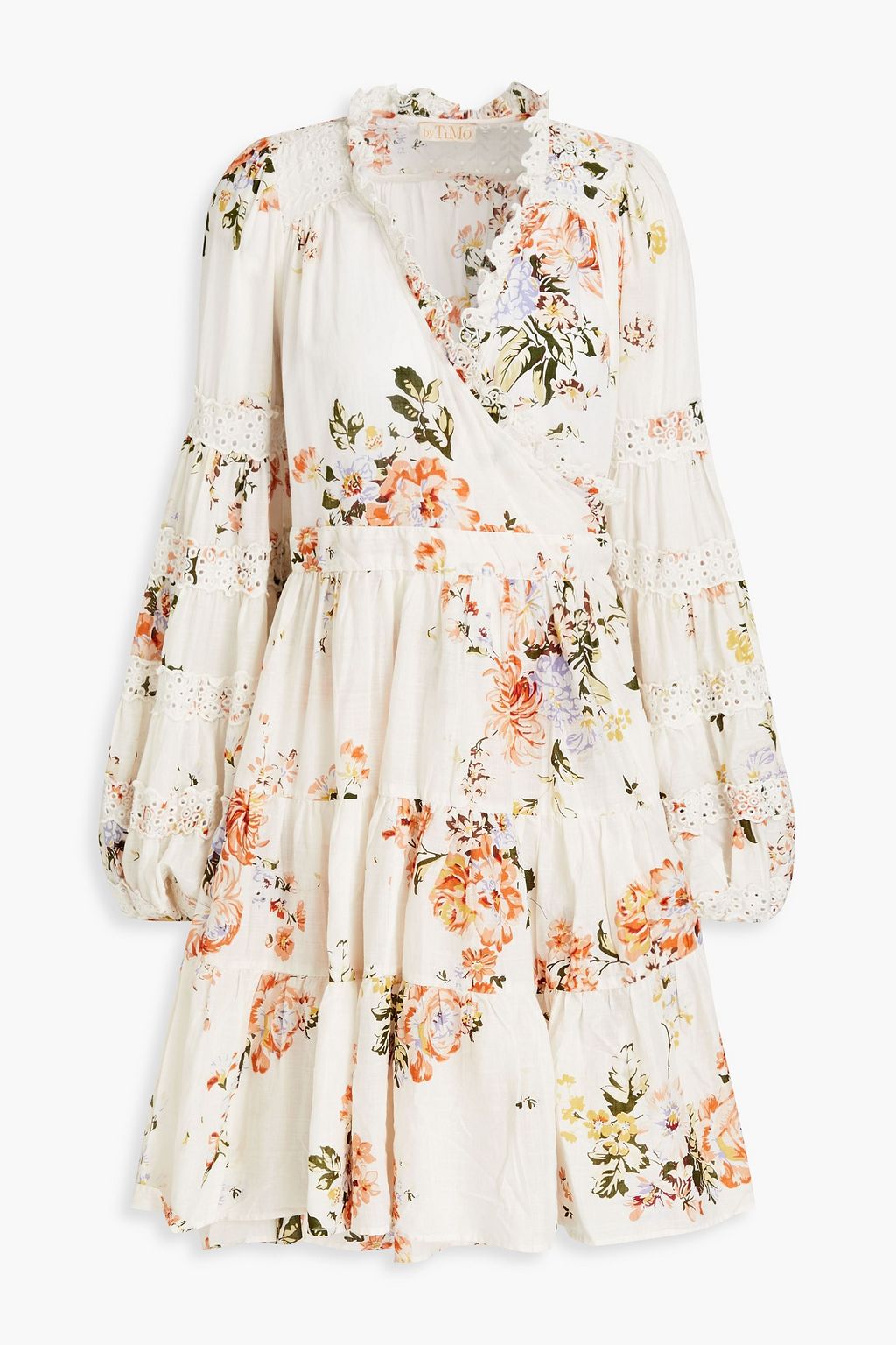 BYTIMO Gathered floralprint cotton mini wrap dress THE