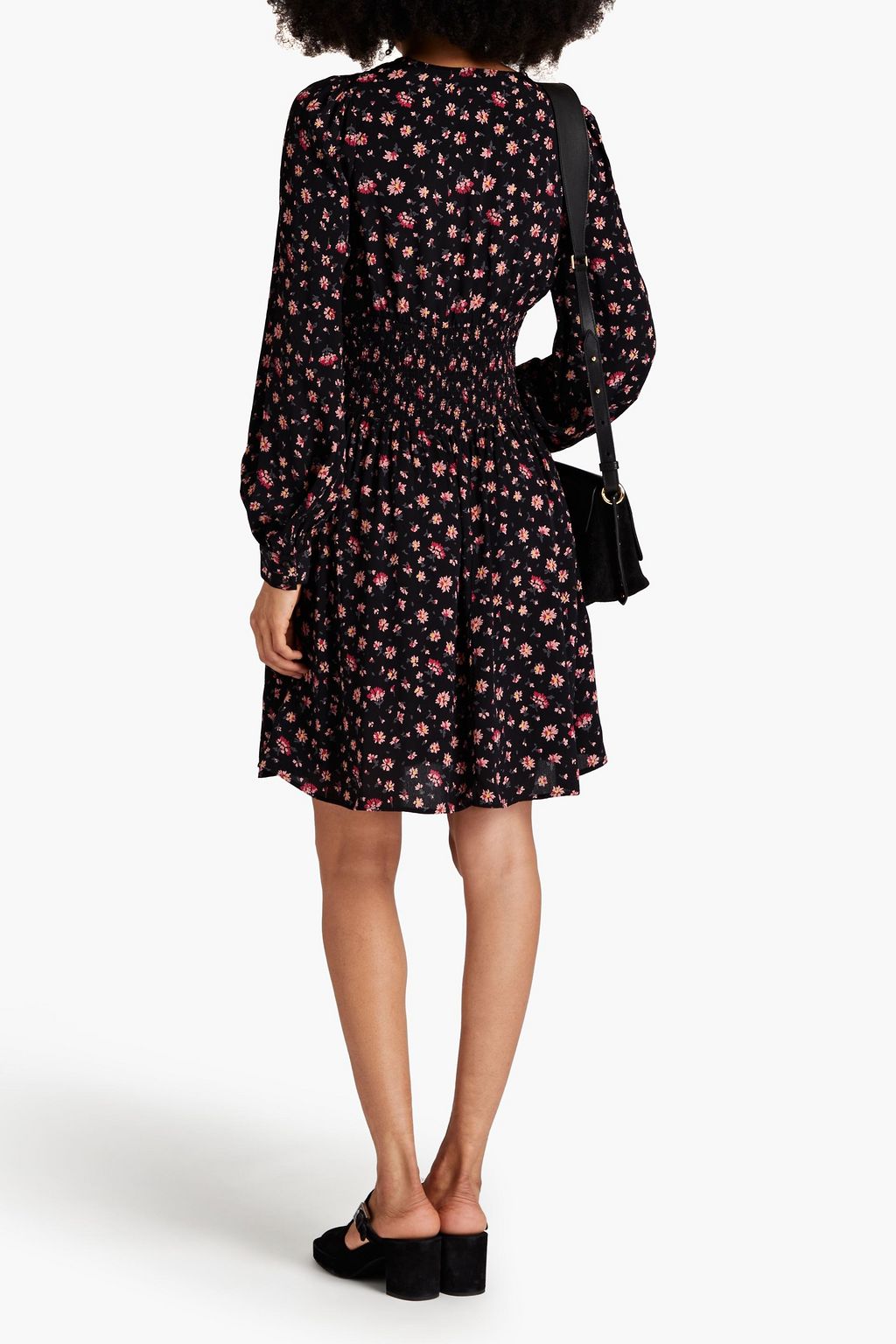BYTIMO Gathered floral-print crepe mini dress