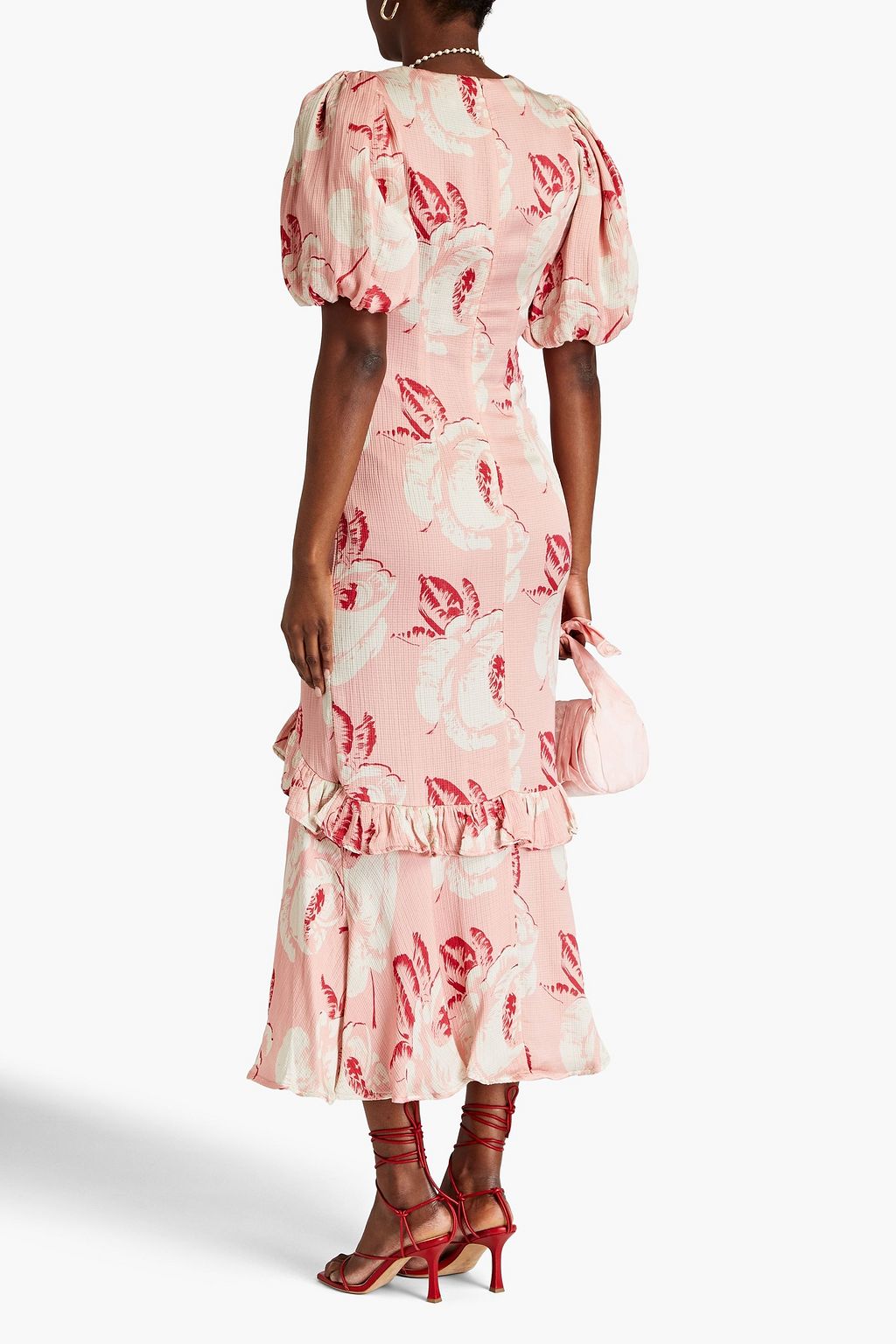 BYTIMO Floral-print hammered-satin maxi dress