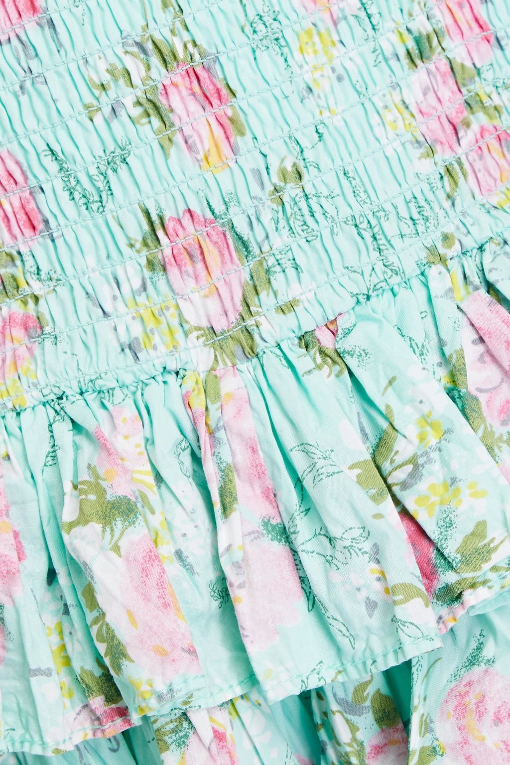 BYTIMO Camelia shirred floral-print cotton mini dress