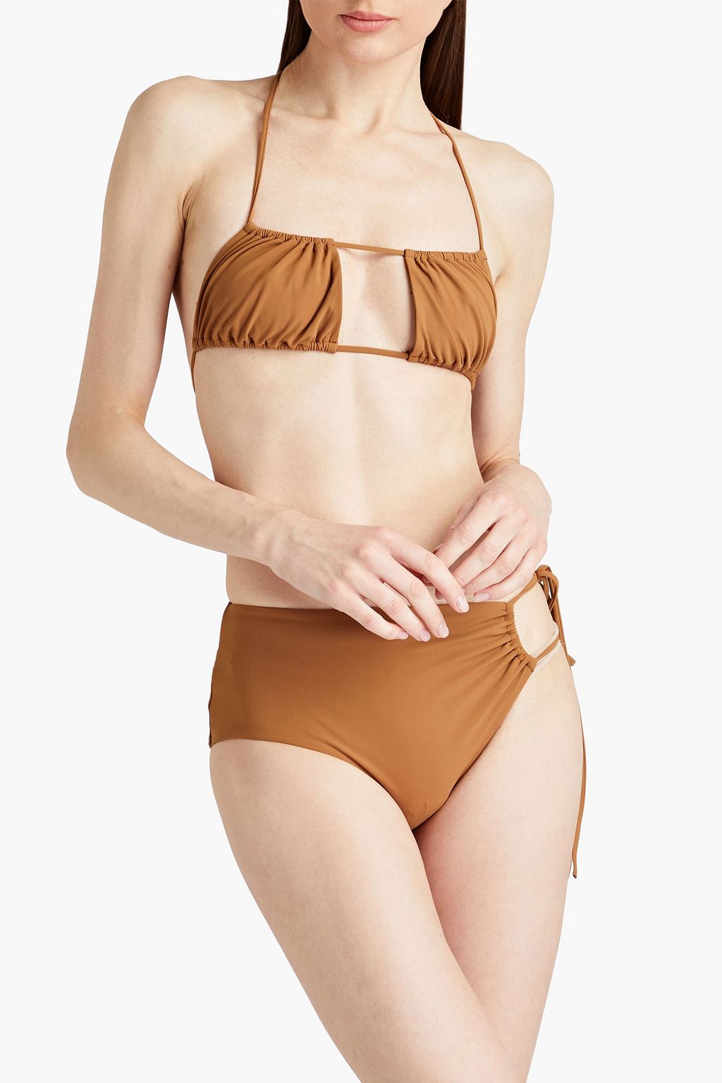 CHRISTOPHER ESBER Ruched halterneck bikini top