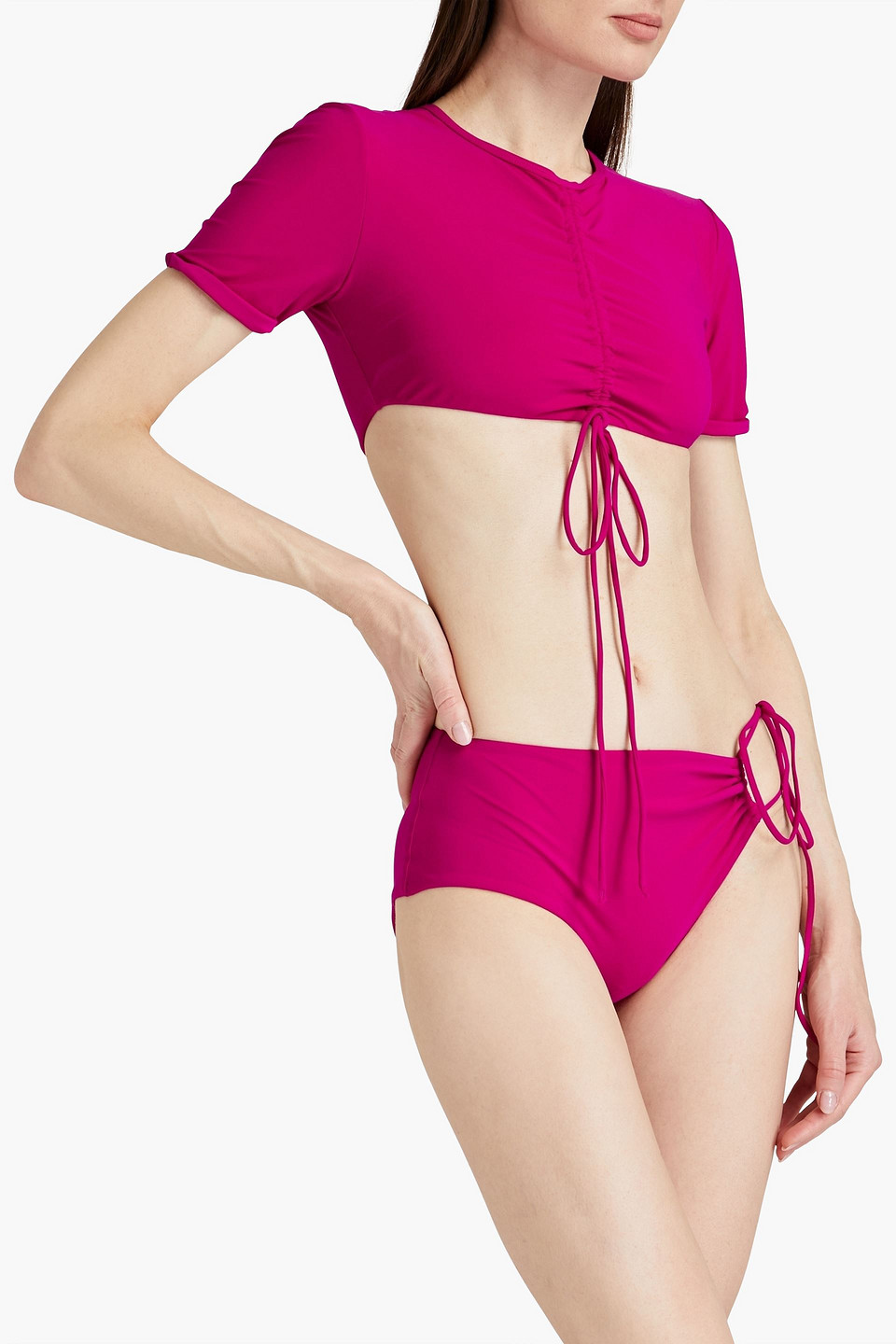  Christopher Esber - Hoch Sitzendes Bikini-höschen Mit Cut-outs Und Raffungen - Lila - Uk 4 