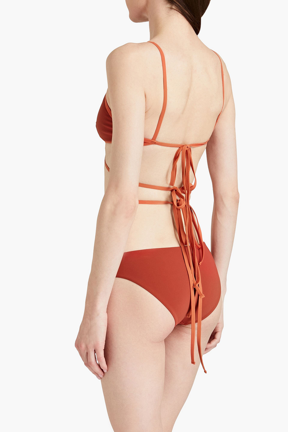  Christopher Esber - Looped Tie Zweifarbiges Triangel-bikini-oberteil - Rot - Uk 4 