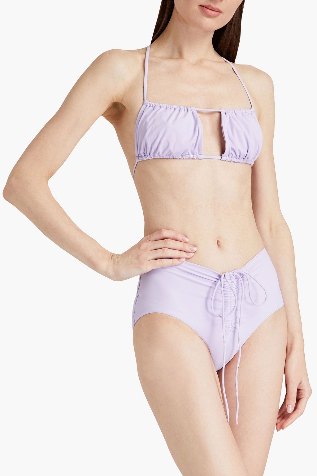 CHRISTOPHER ESBER Ruched halterneck bikini top