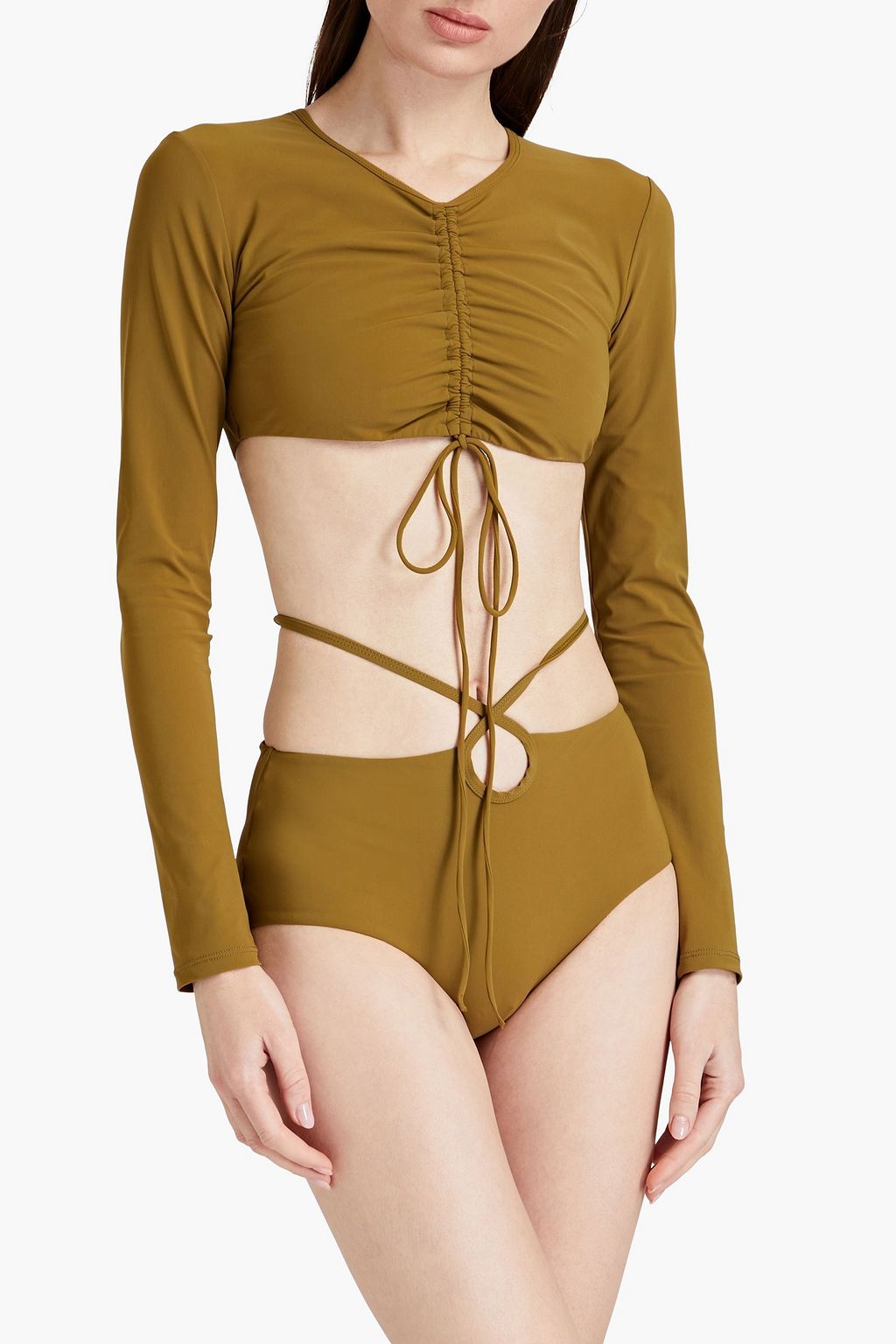 CHRISTOPHER ESBER Ruched cutout high-rise bikini briefs