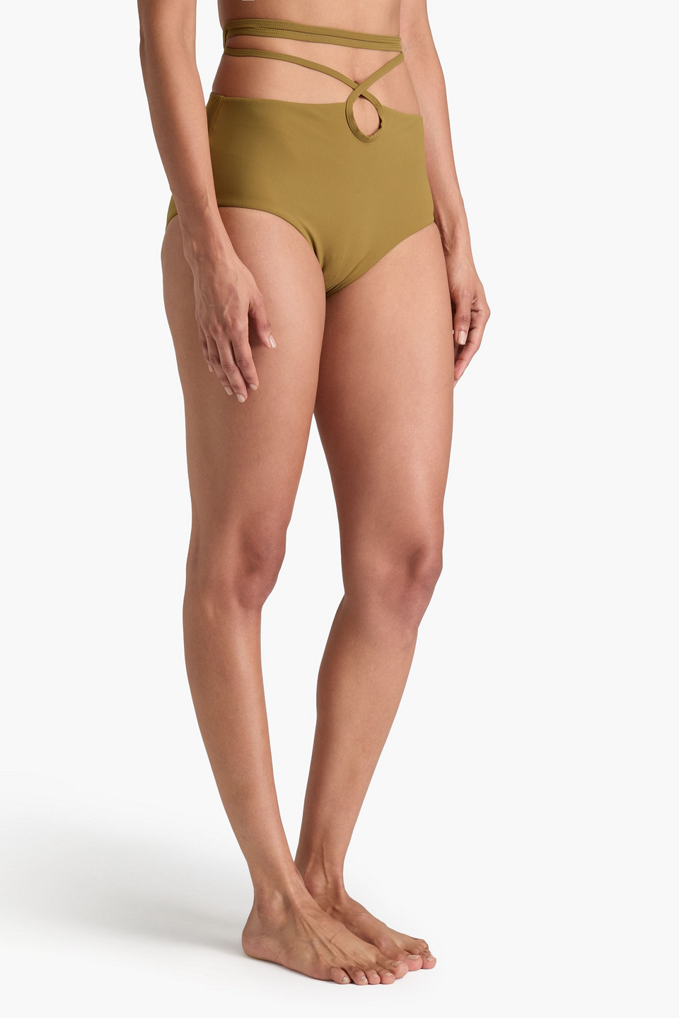  Christopher Esber - Hoch Sitzendes Bikini-höschen Mit Raffungen - Grün - Uk 4 