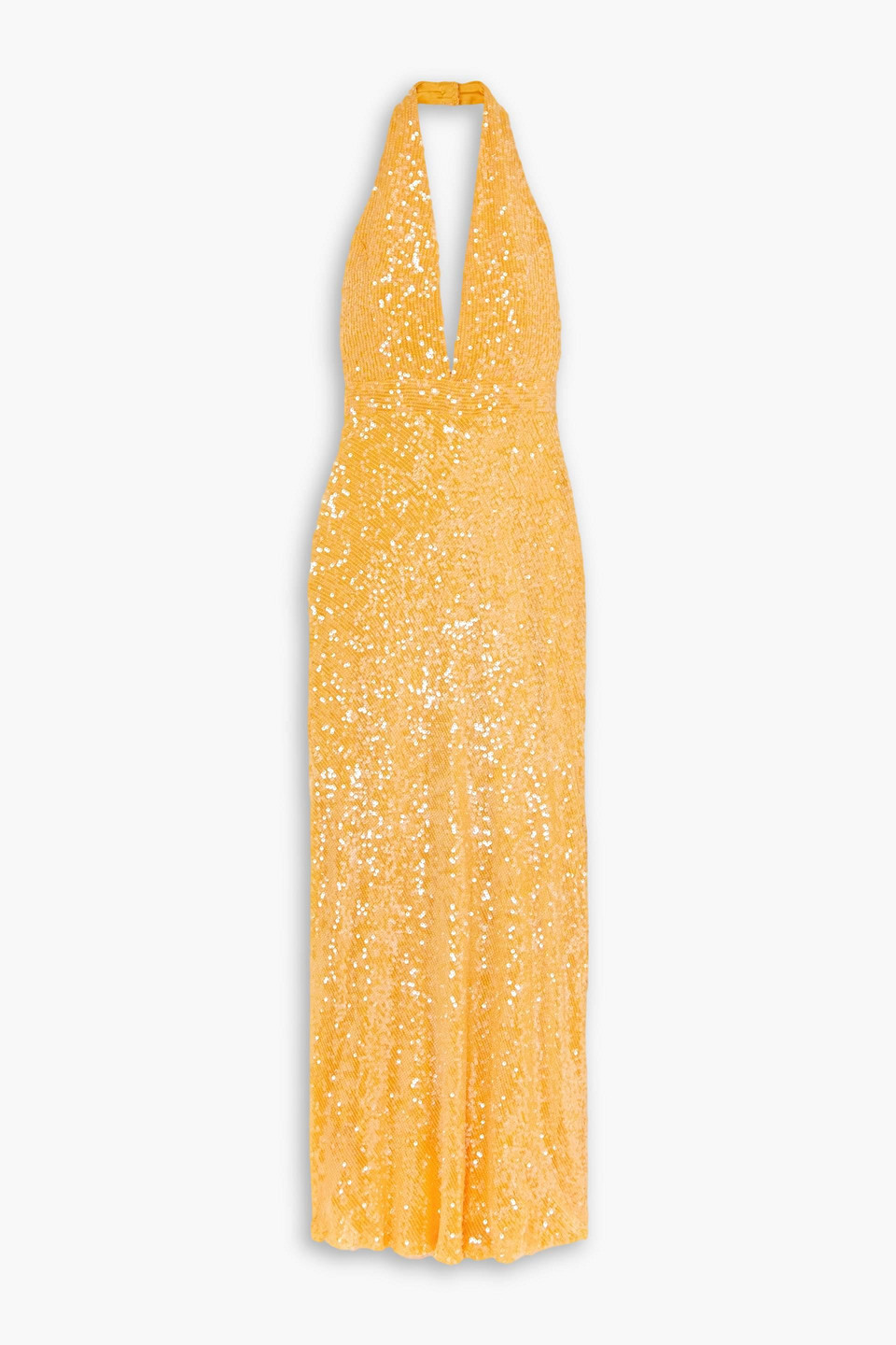 Markarian Valerie Sequined Crepe Halterneck Midi Dress In Saffron