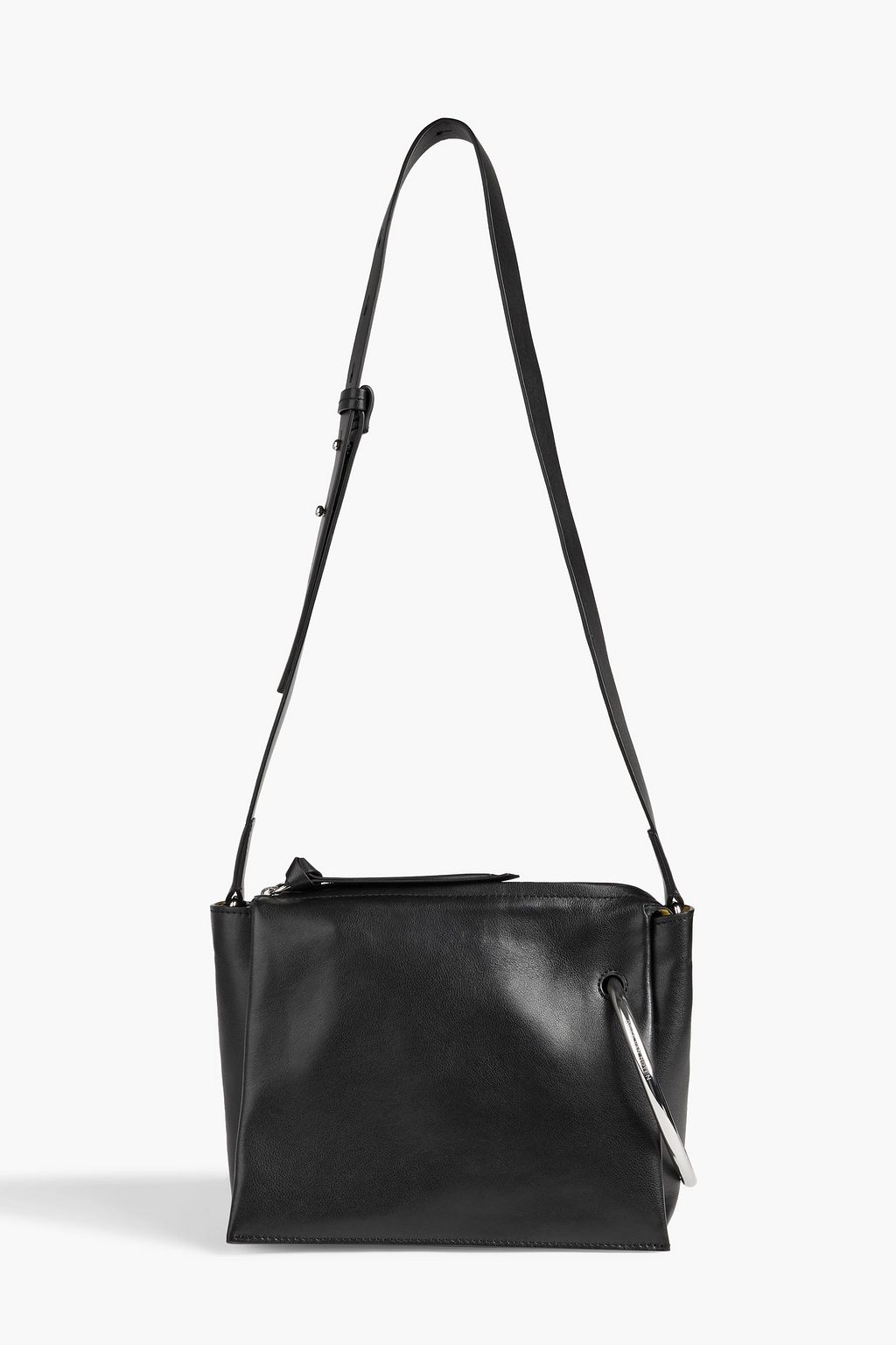 Ring-embellished pebbled-leather shoulder bag