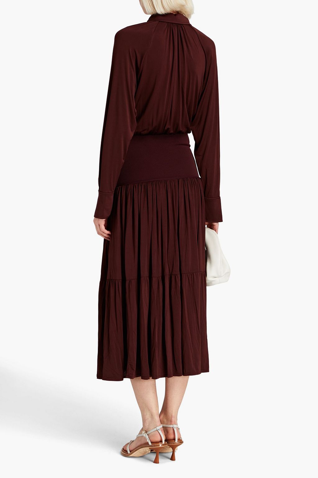 A.L.C. Conrad gathered stretch-jersey midi shirt dress