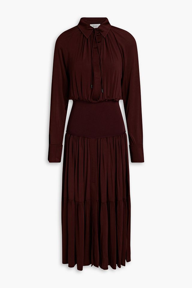 Conrad gathered stretch-jersey midi shirt dress