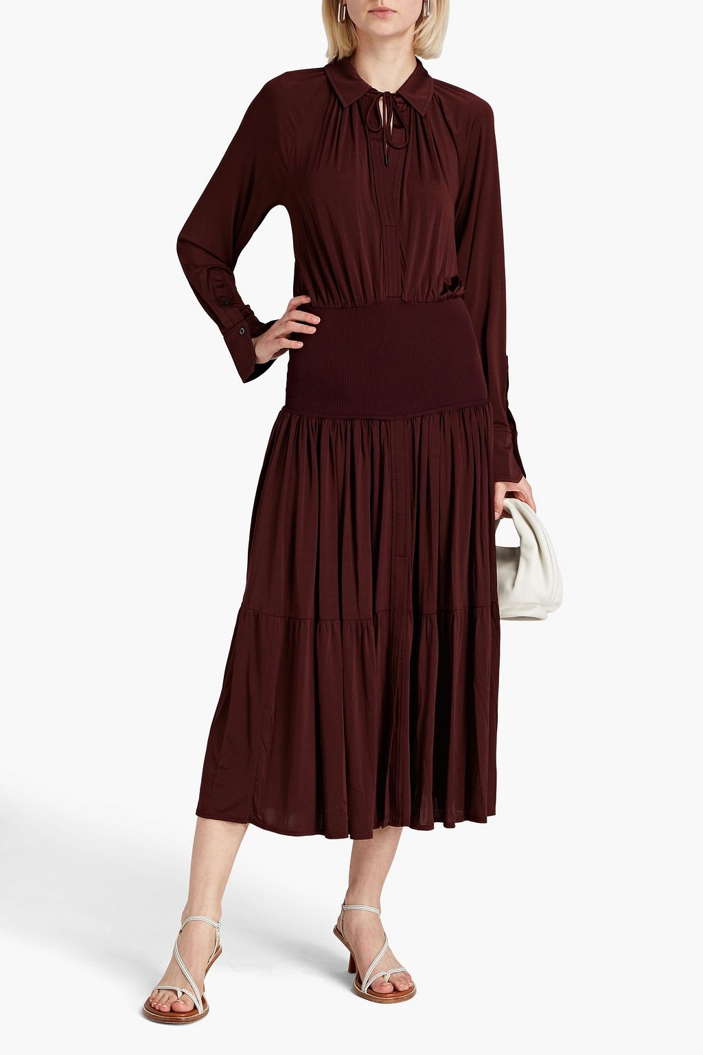 A.L.C. Conrad gathered stretch-jersey midi shirt dress