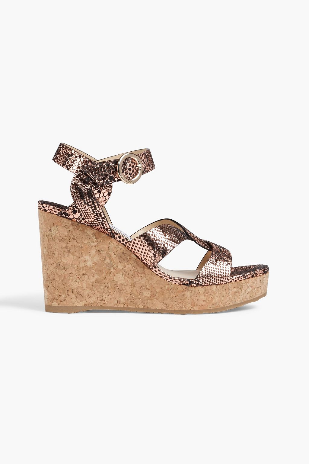 JIMMY CHOO Aleili 100 snake effect leather wedge sandals THE OUTNET