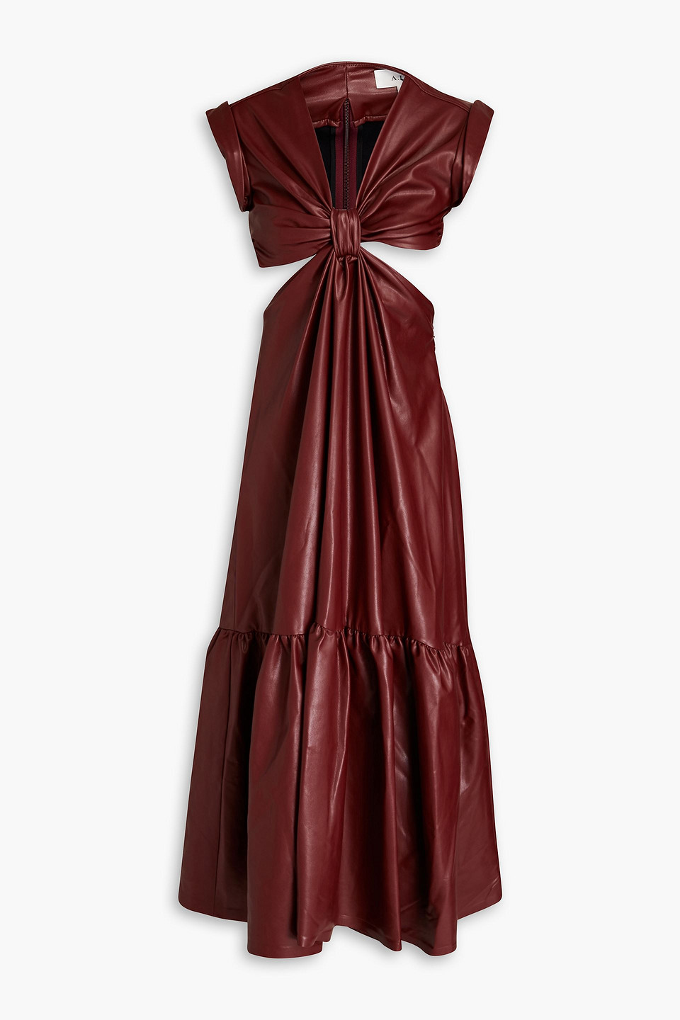 A.L.C CUTOUT KNOTTED FAUX LEATHER MIDI DRESS 3074457345634347045