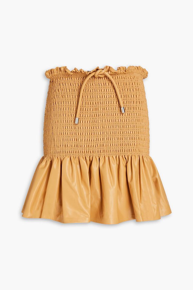Jenny shirred faux leather mini skirt