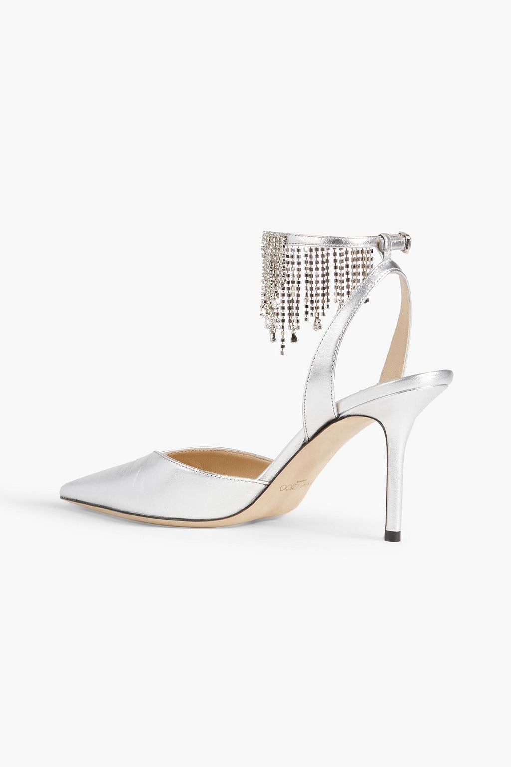 JIMMY CHOO 버티 85 크리스털 장식 메탈릭 가죽 펌프스