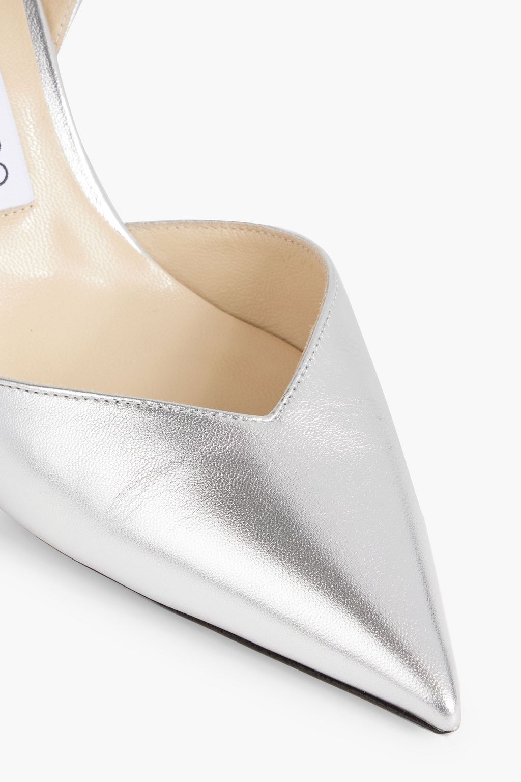 JIMMY CHOO 버티 85 크리스털 장식 메탈릭 가죽 펌프스