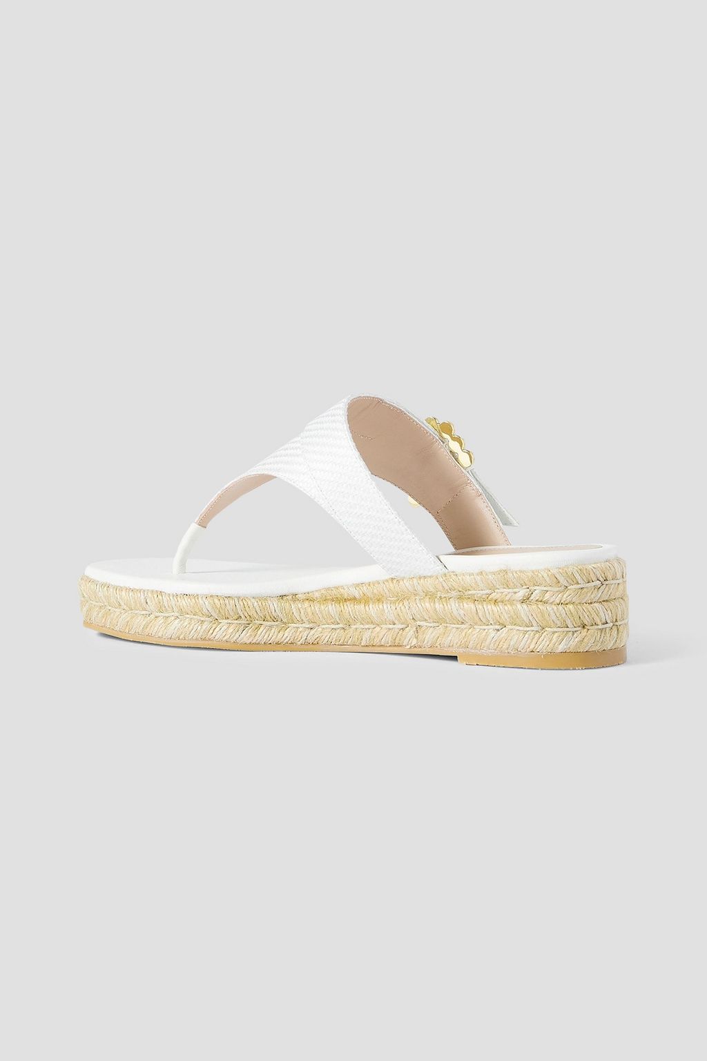 STUART WEITZMAN Embellished raffia espadrille wedge sandals