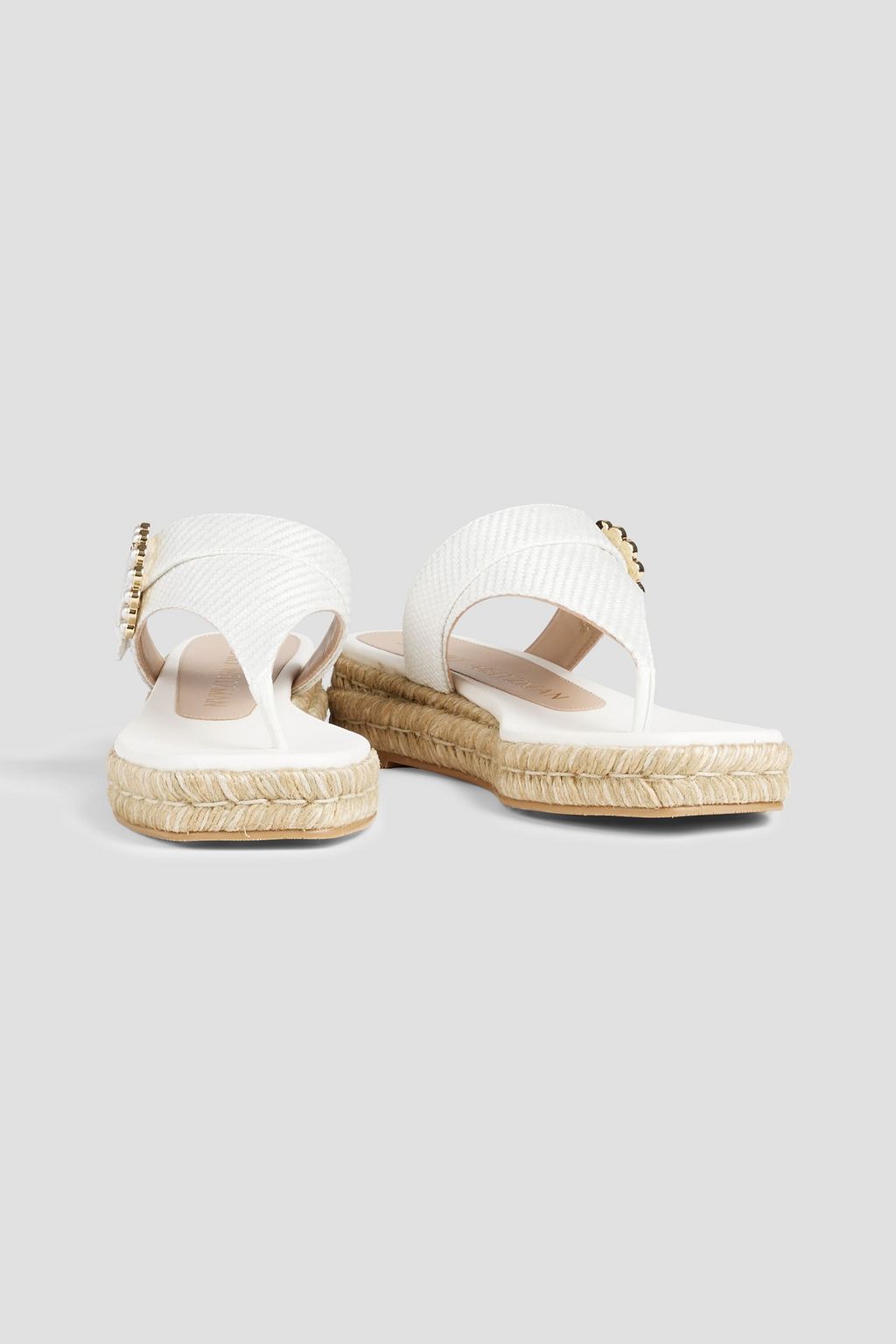 STUART WEITZMAN Embellished raffia espadrille wedge sandals
