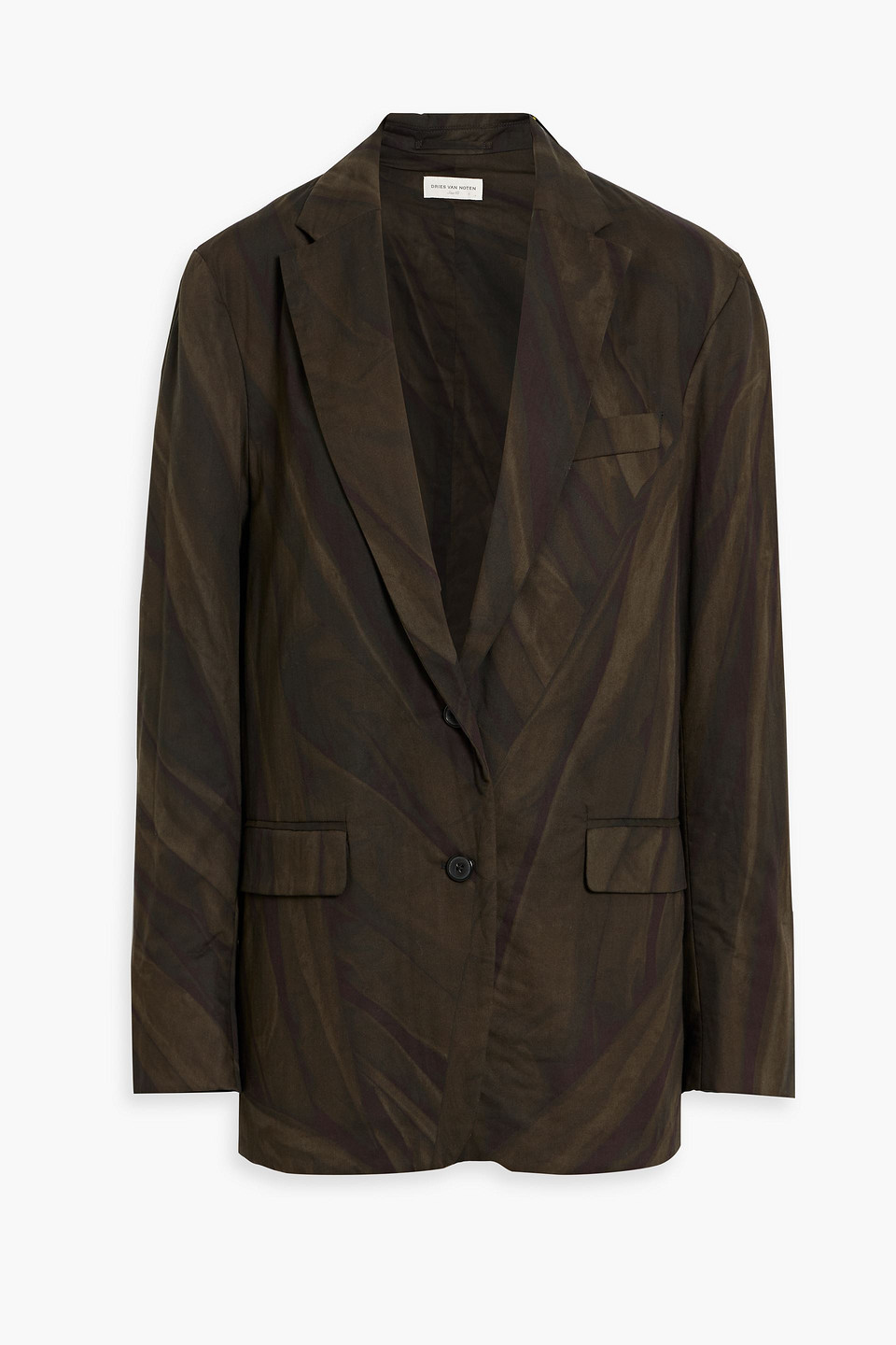 Dries Van Noten Bilbana Printed Cotton Blazer In Army Green