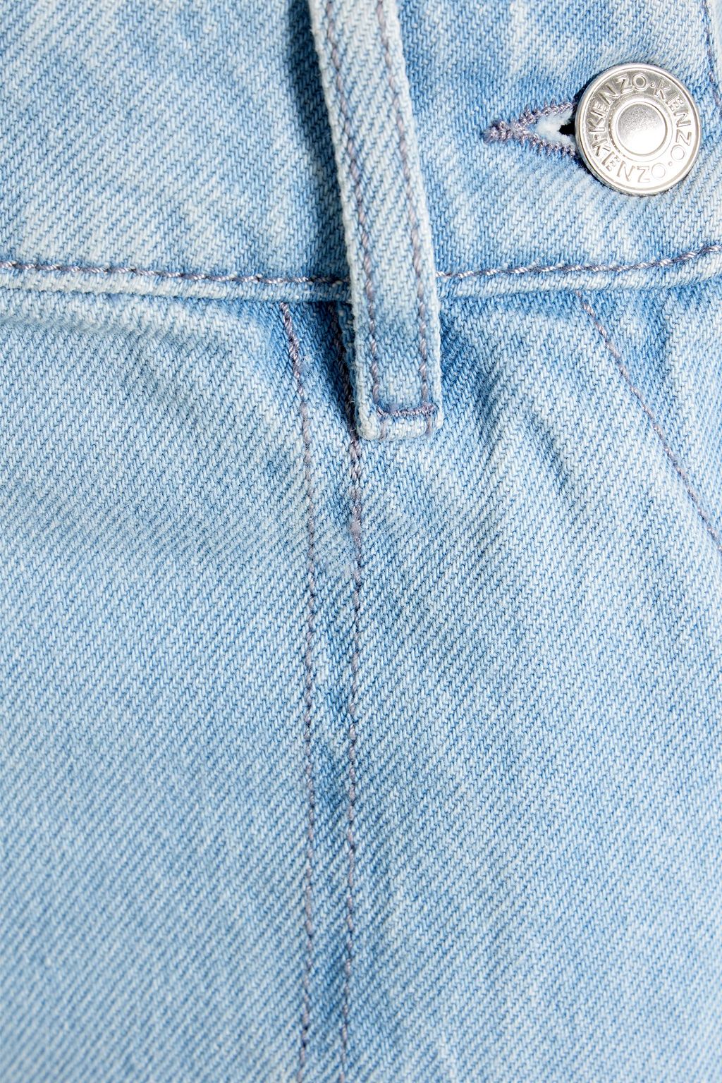 KENZO Appliquéd faded denim mini skirt