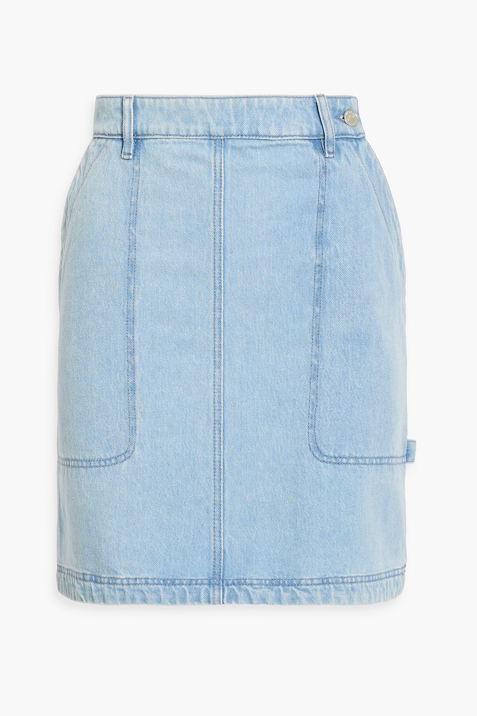 Kenzo Appliquéd Faded Denim Mini Skirt In Light Denim