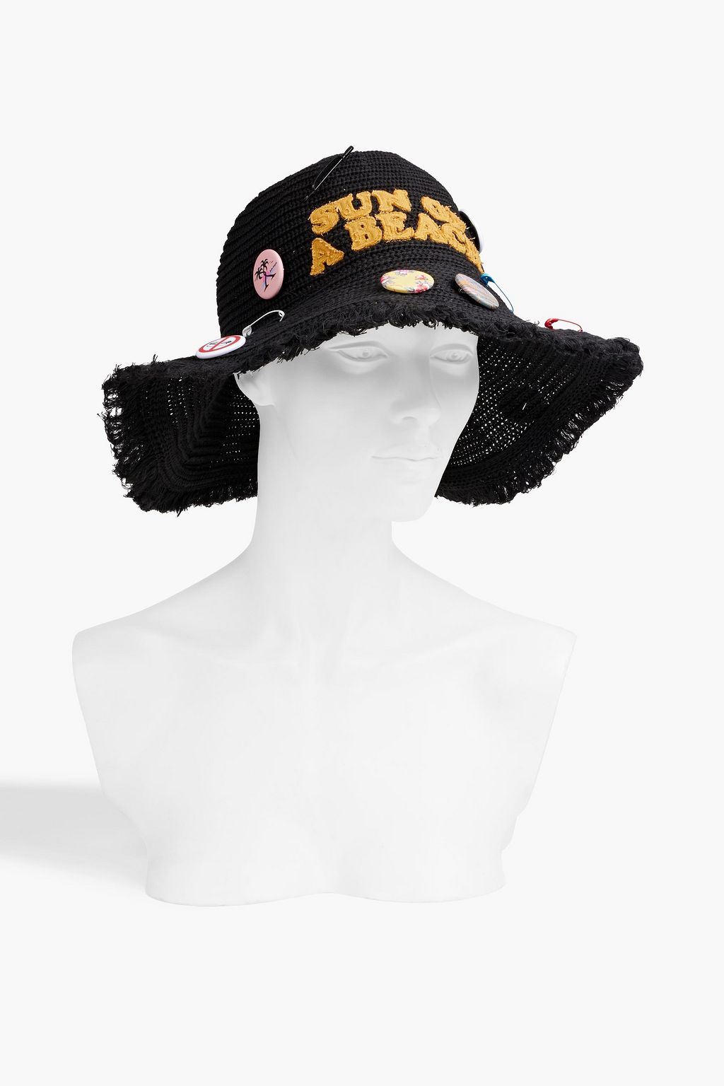 PALM ANGELS Embellished straw bucket hat