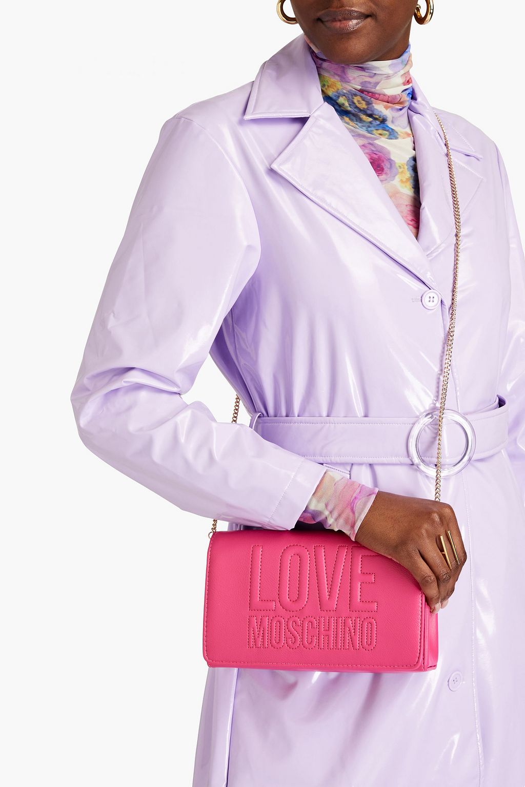 LOVE MOSCHINO Quilted embossed faux leather cross-body bag