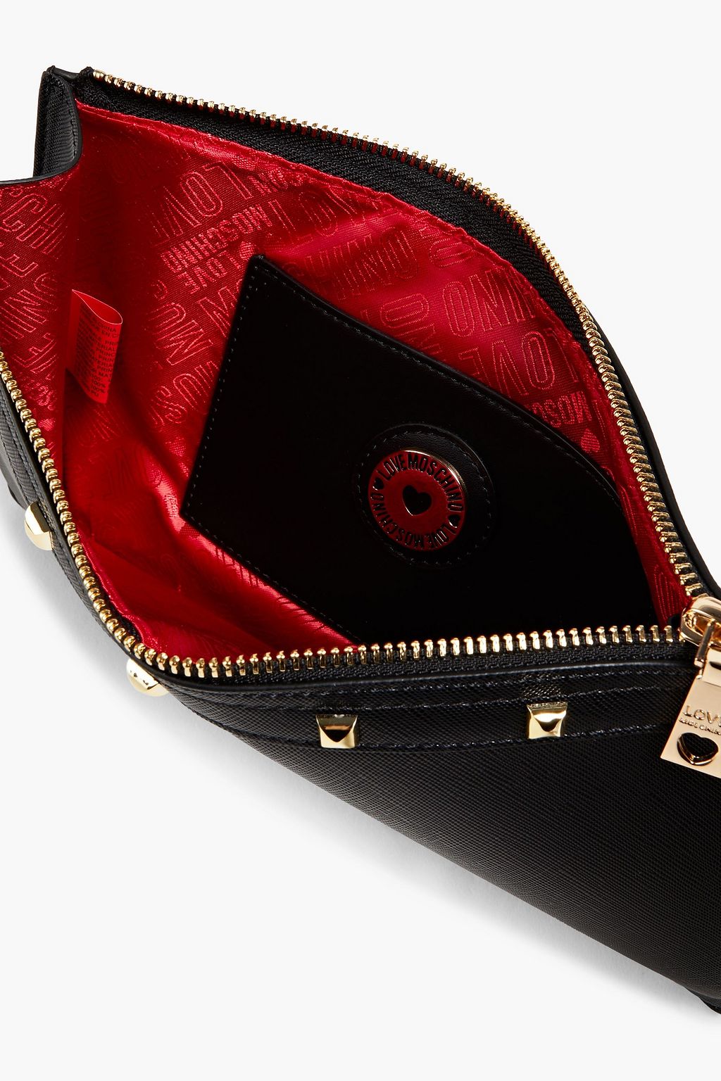 LOVE MOSCHINO Embellished faux textured-leather shoulder bag