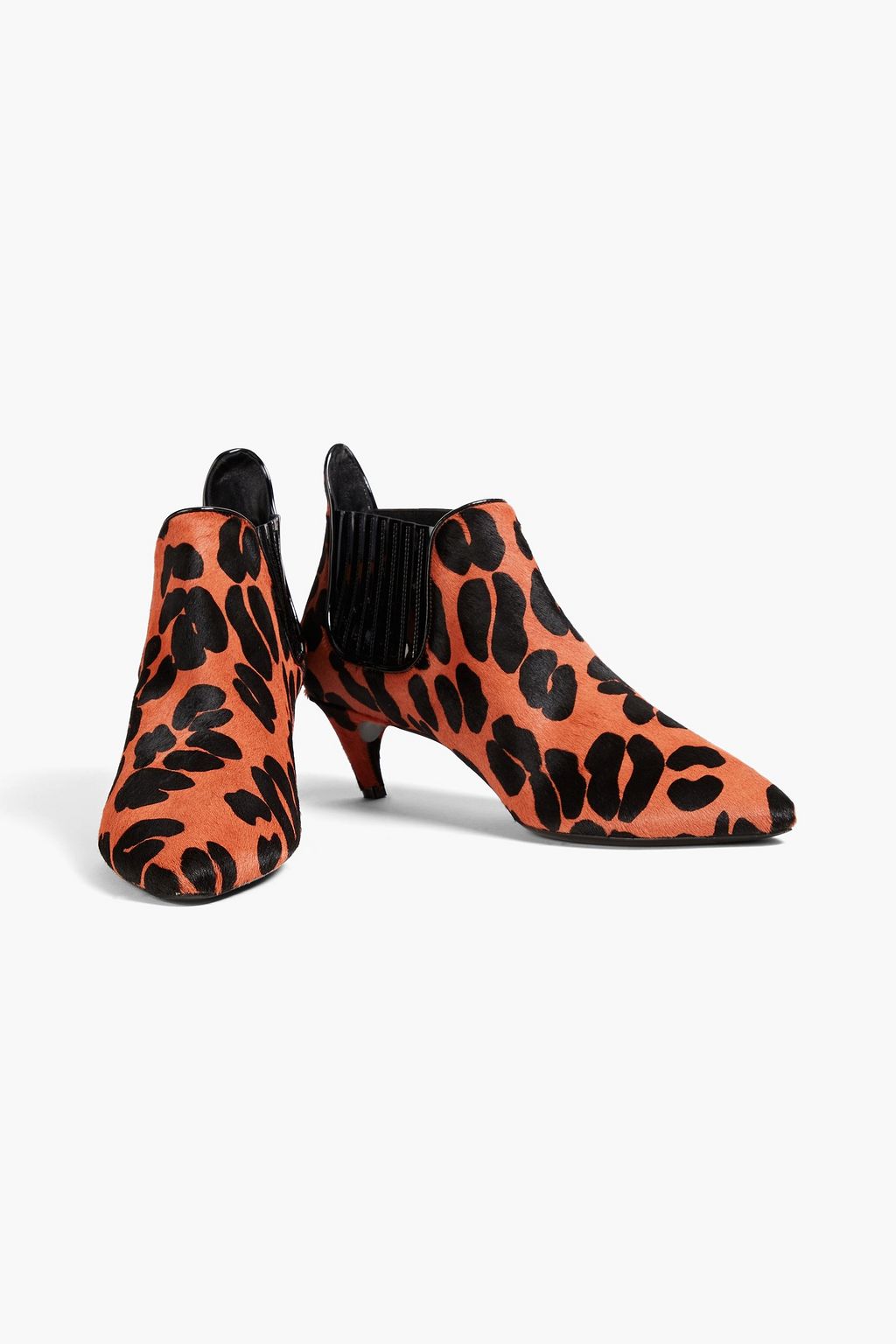 ROGER VIVIER حذاء بوت بطول الكاحل من شعر العجل بطبعة جلد النمر