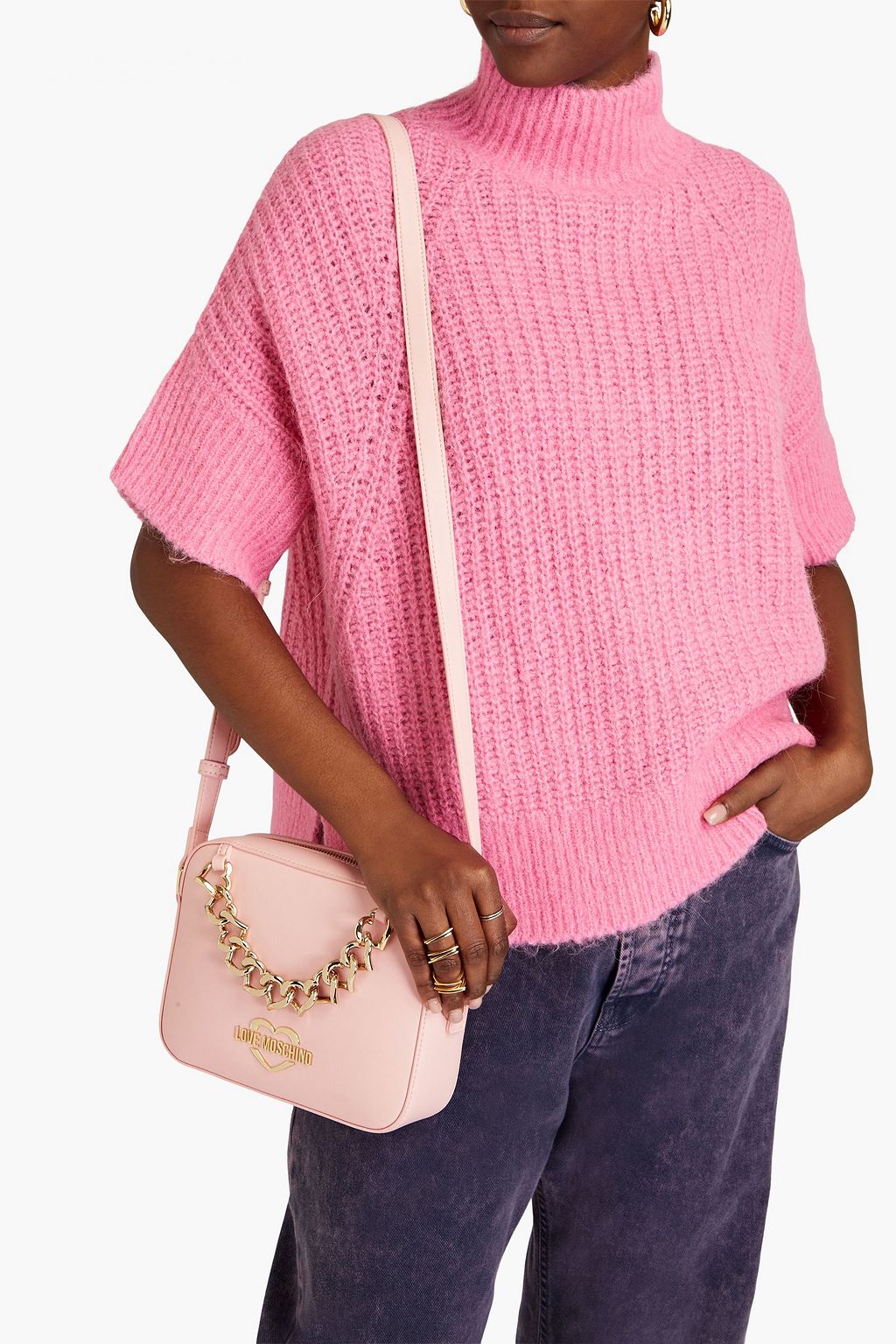 LOVE MOSCHINO Chainembellished faux leather shoulder bag THE