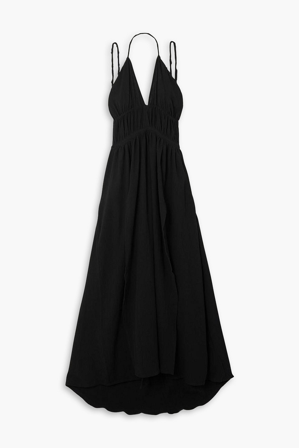 Caravana Tupaq Open-back Cotton Halterneck Maxi Dress In Black