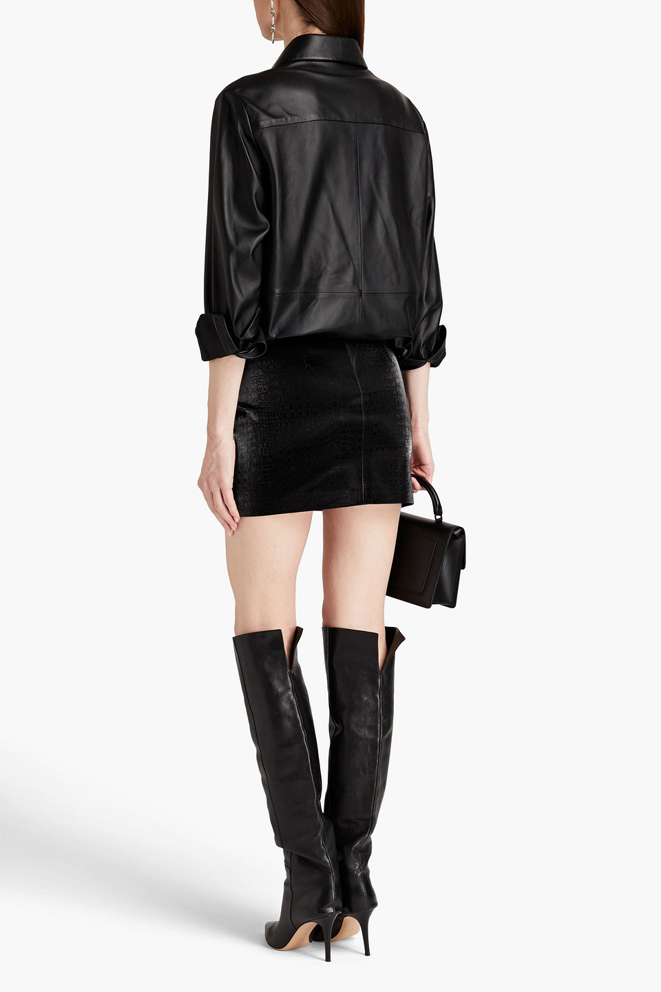  Gauge81 - Luano Croc-effect Mini Skirt - Black - Xs 