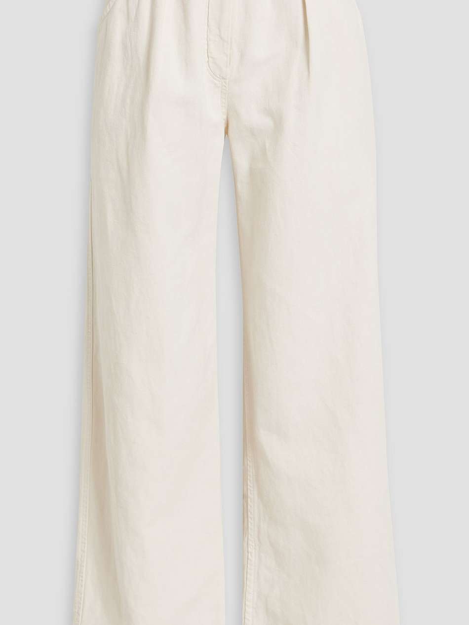 pleated cotton and linen-blend wide-leg pants