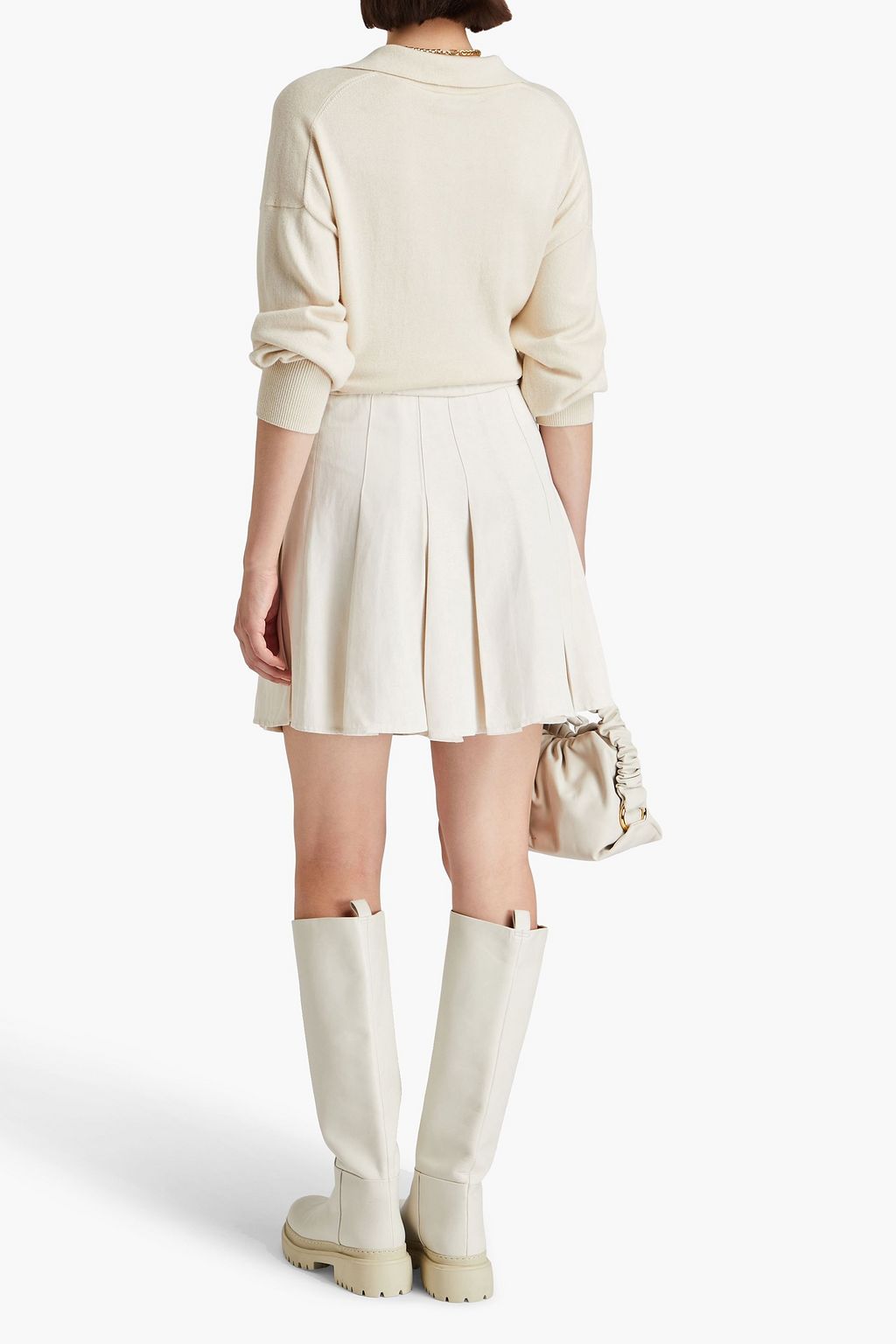 BRUNELLO CUCINELLI Bead-embellished pleated twill mini skirt
