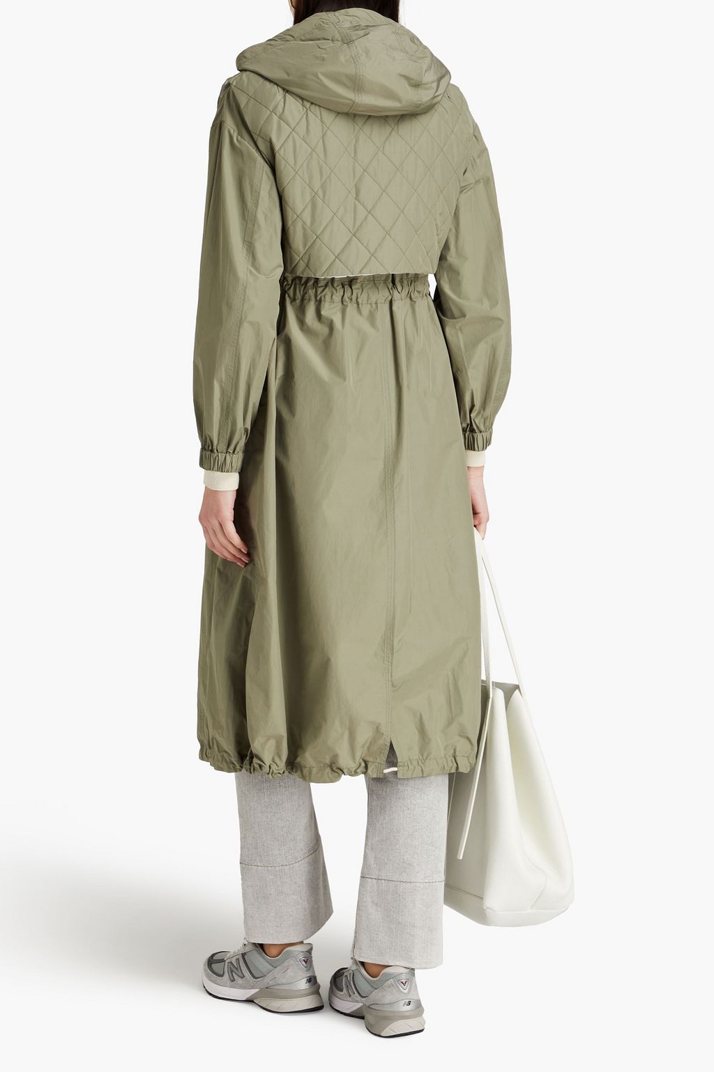 BRUNELLO CUCINELLI معطف باركا بقبعة مصنوع من قماش عازل بتصميم مبطّن ومزين بالخرز