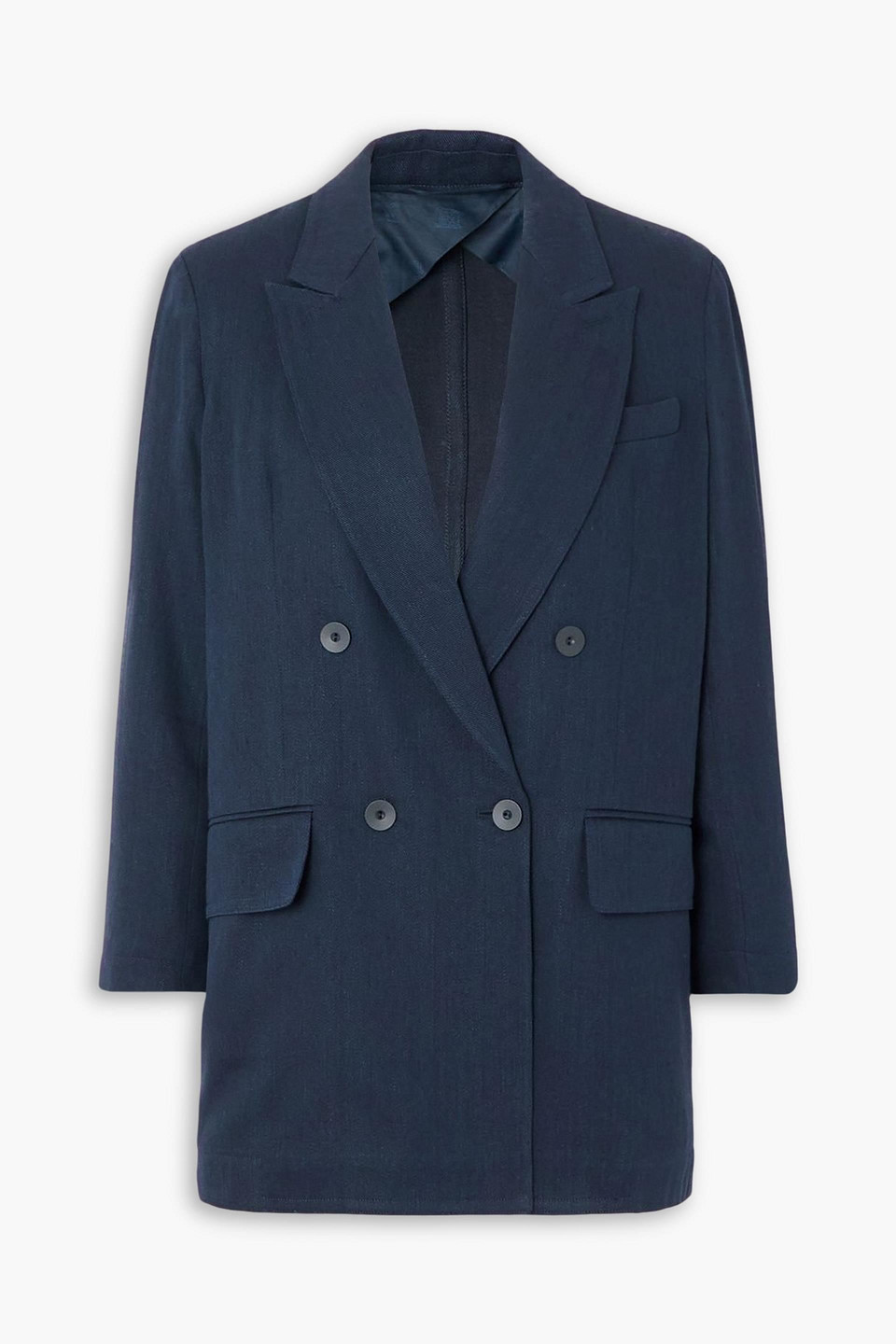Max Mara Filante Double-breasted Linen And Cotton-blend Twill Blazer In Blue