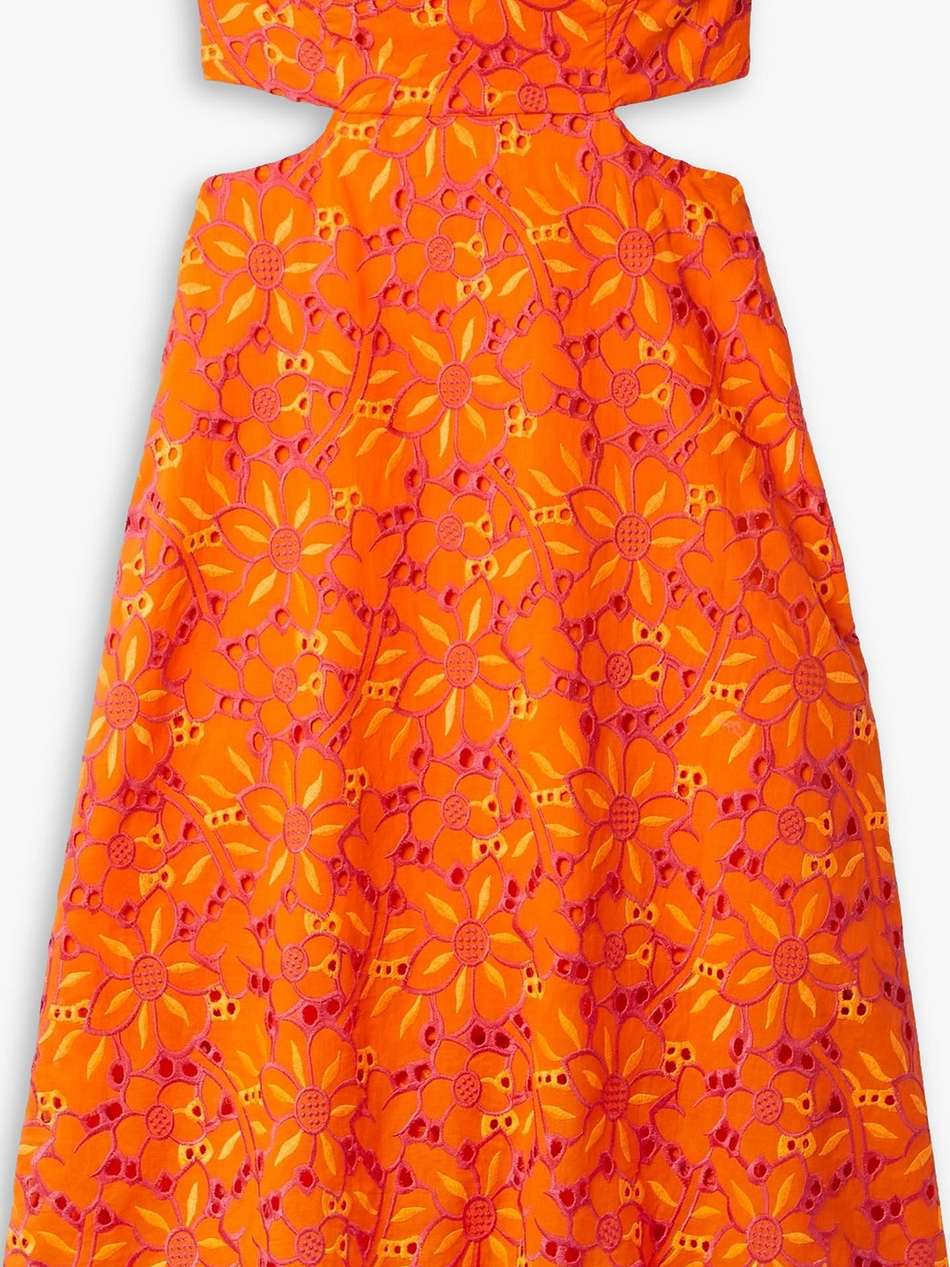 guapa strapless cutout broderie anglaise cotton-voile midi dress