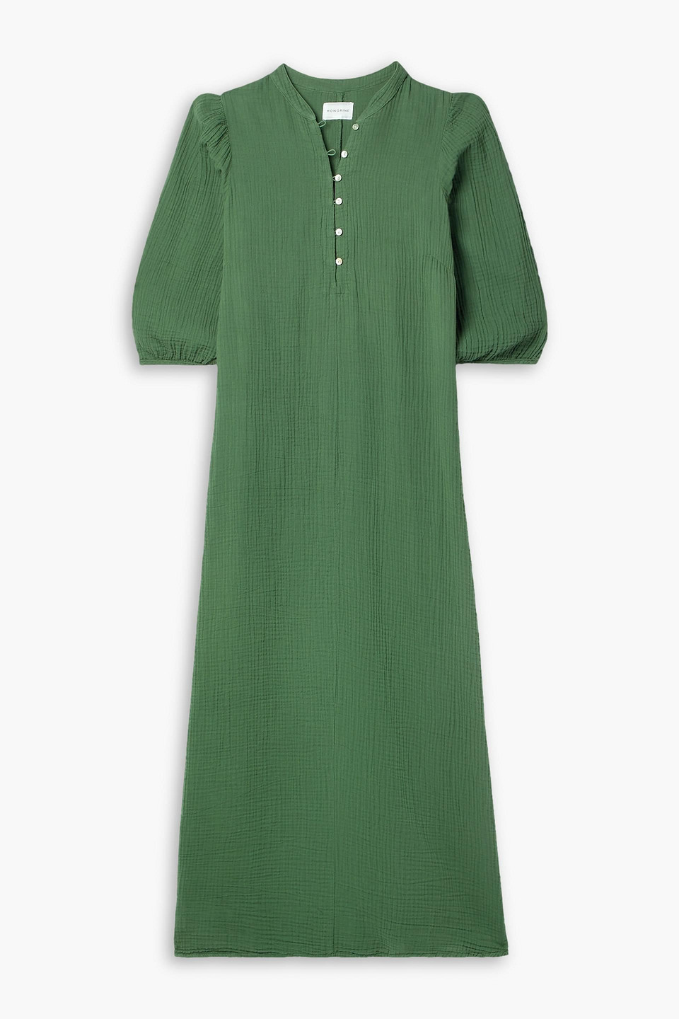 Honorine Elsa Cotton-seersucker Midi Dress In Leaf Green | ModeSens