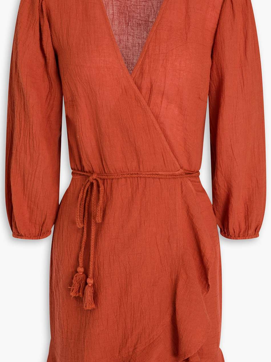 alessandra cotton-gauze mini wrap dress