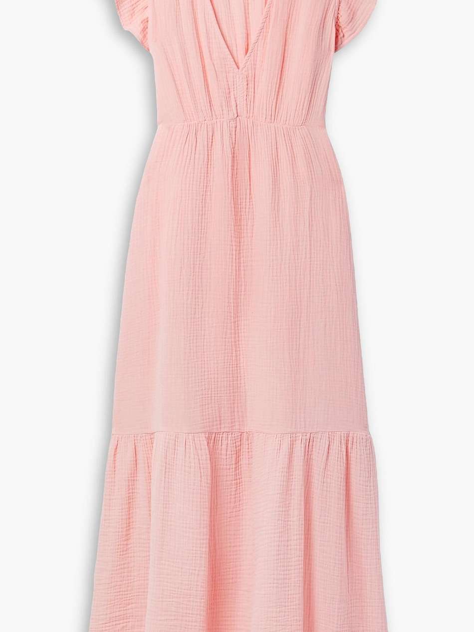 ruby ruffled cotton-seersucker midi dress