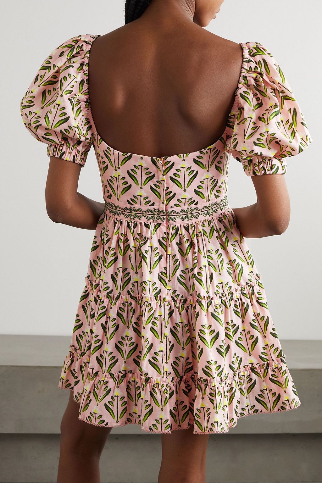 AGUA BY AGUA BENDITA Manzanilla Margarita tiered floral-print cotton-poplin mini dress