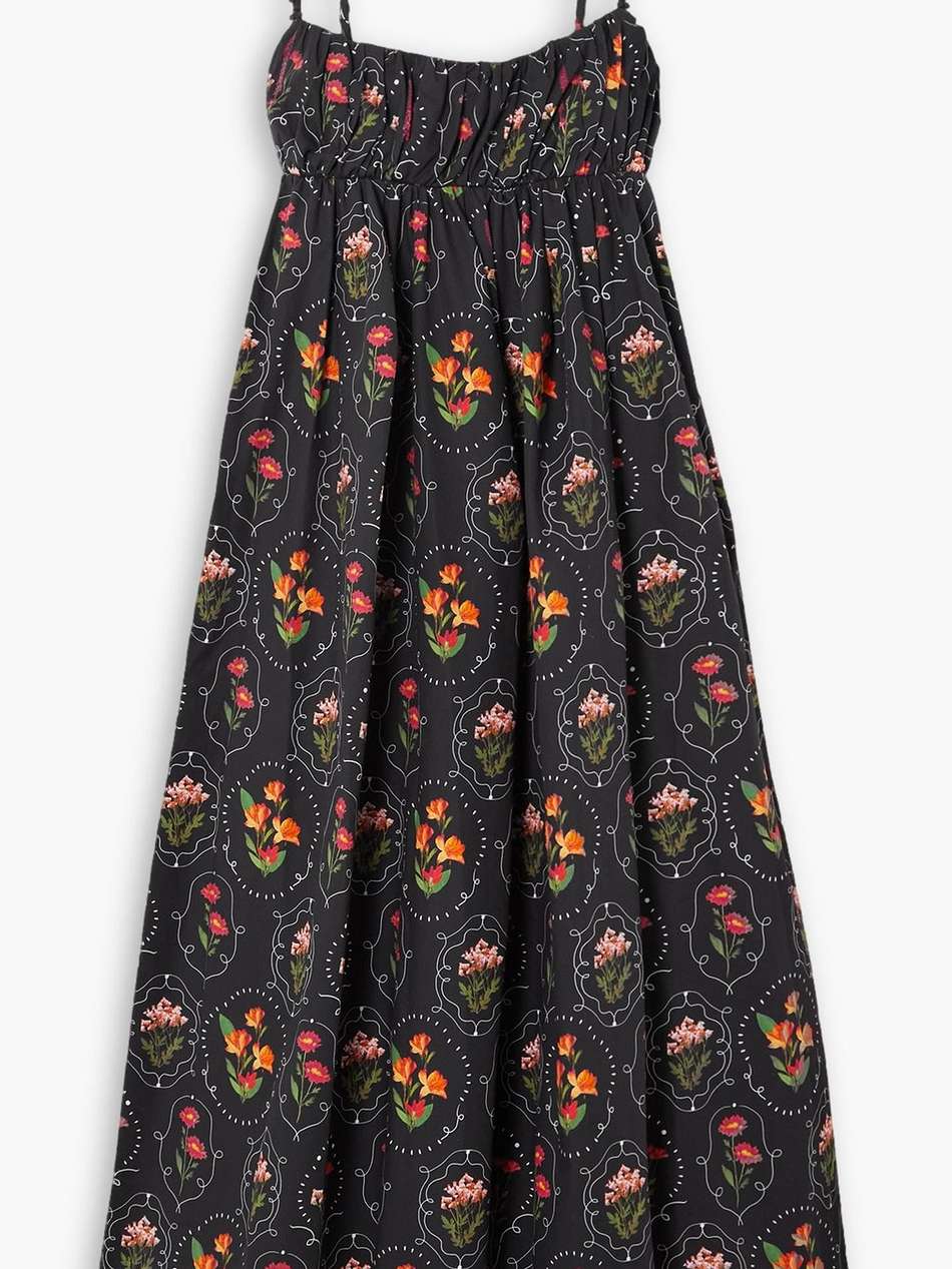 limonaria oasis open-back floral-print cotton-poplin midi dress