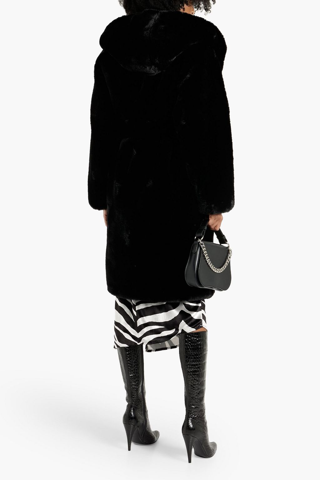 EACH X OTHER Belted faux fur hooded coat
