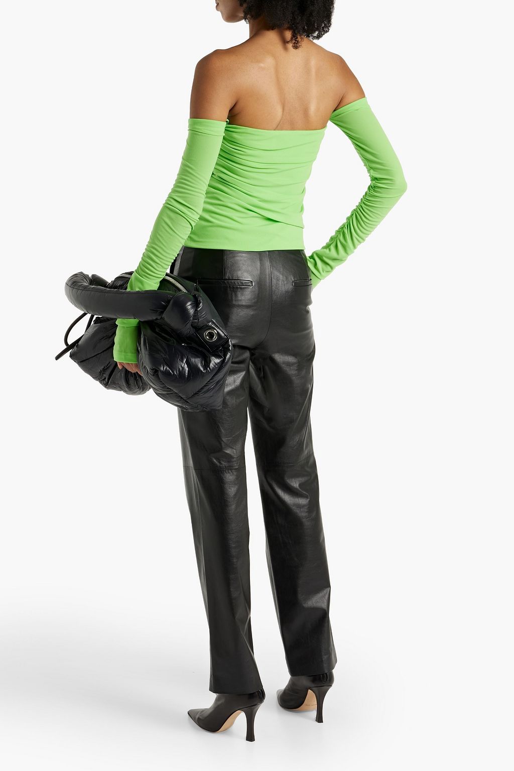 HELMUT LANG Off-the-shoulder convertible stretch-crepe top