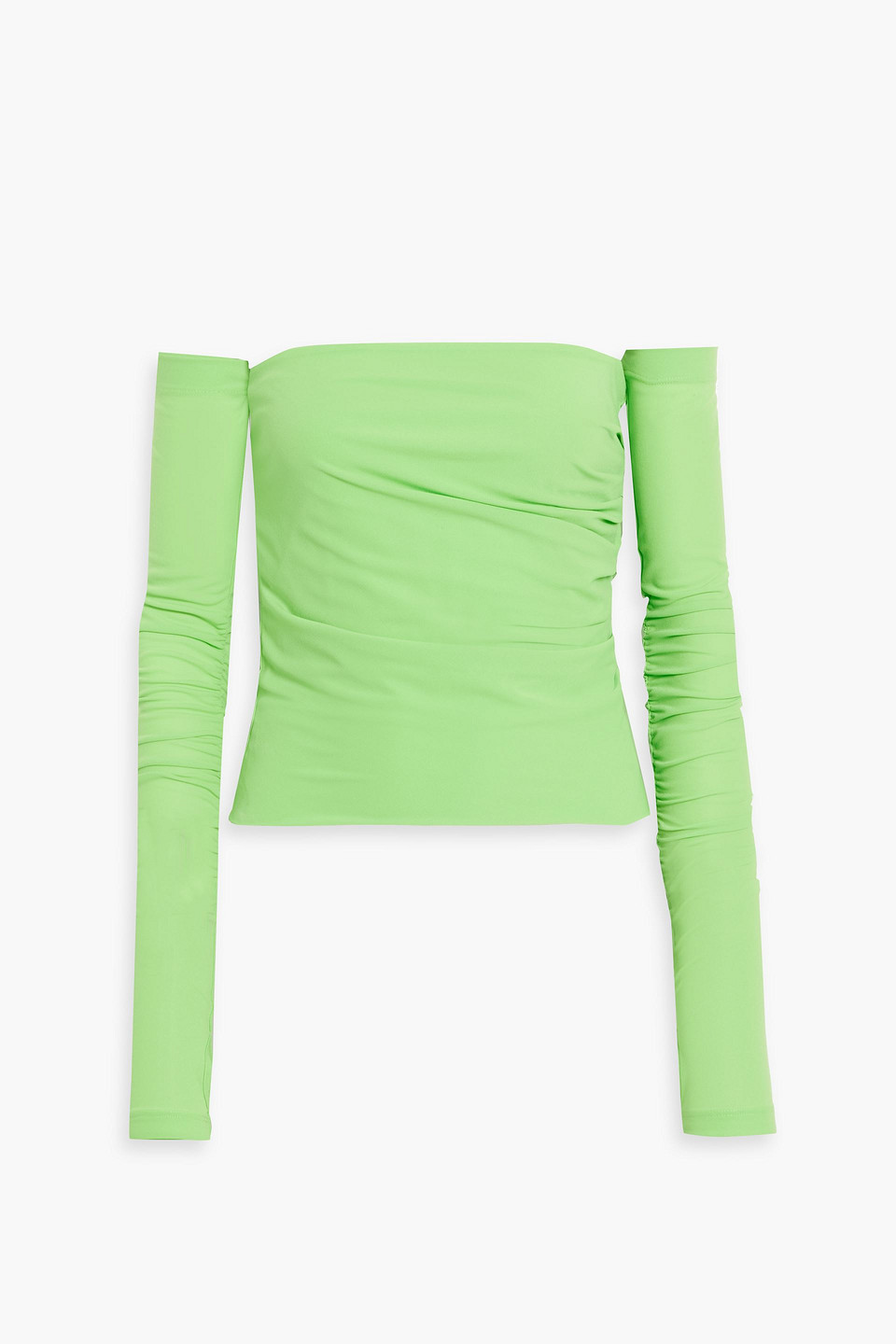 Helmut Lang Off-the-shoulder Convertible Stretch-crepe Top In Bright Green