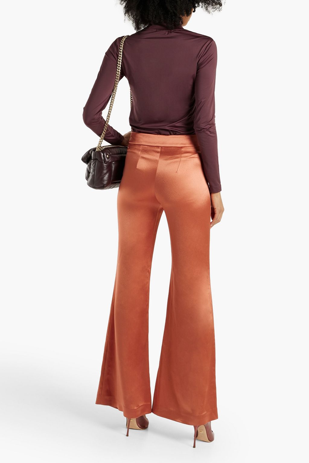 GALVAN  LONDON Satin-crepe flared pants