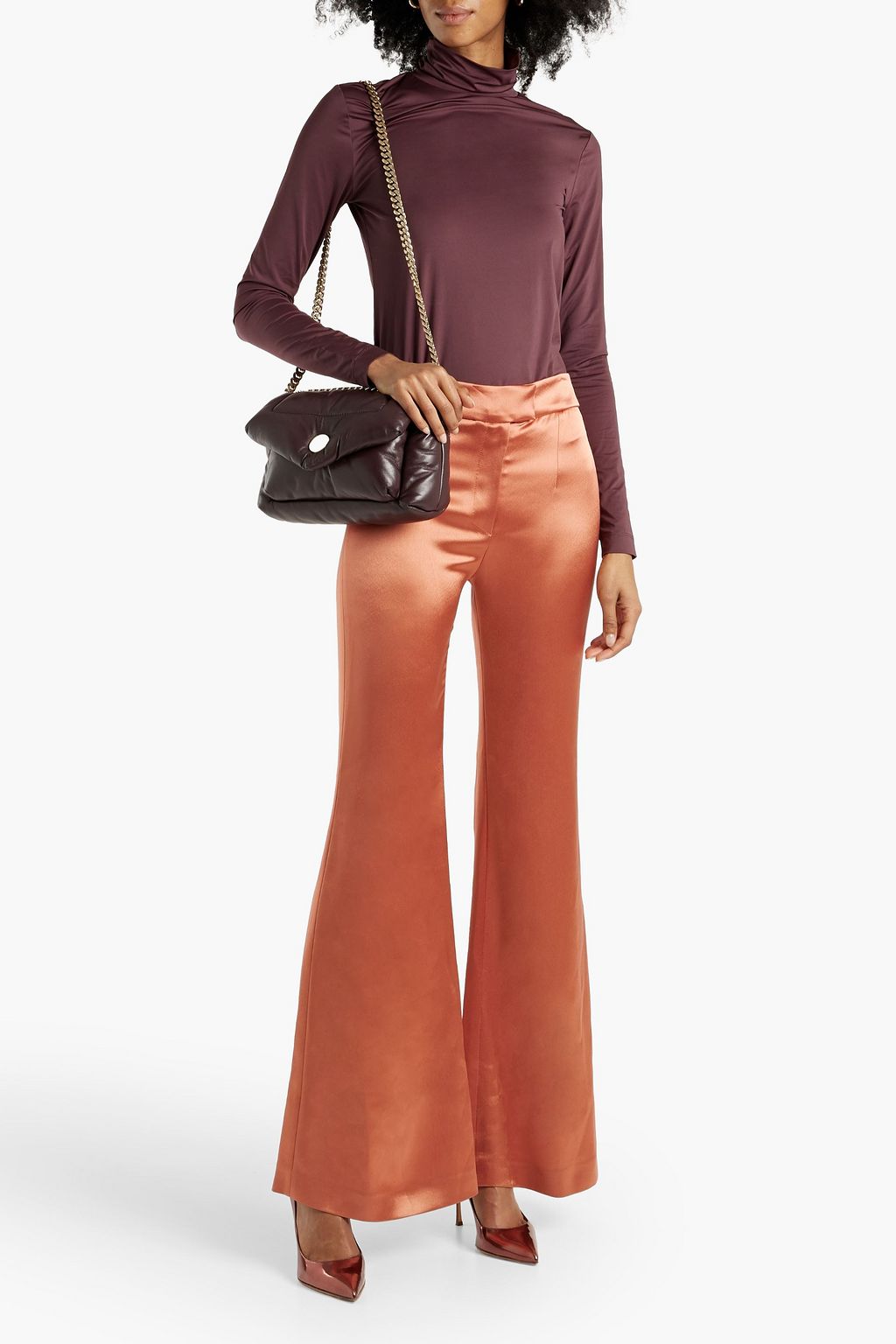 GALVAN  LONDON Satin-crepe flared pants