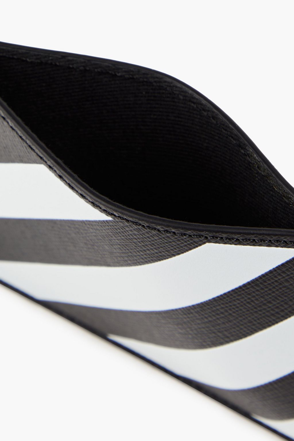 OFF-WHITE™ Striped textured-leather cardholder