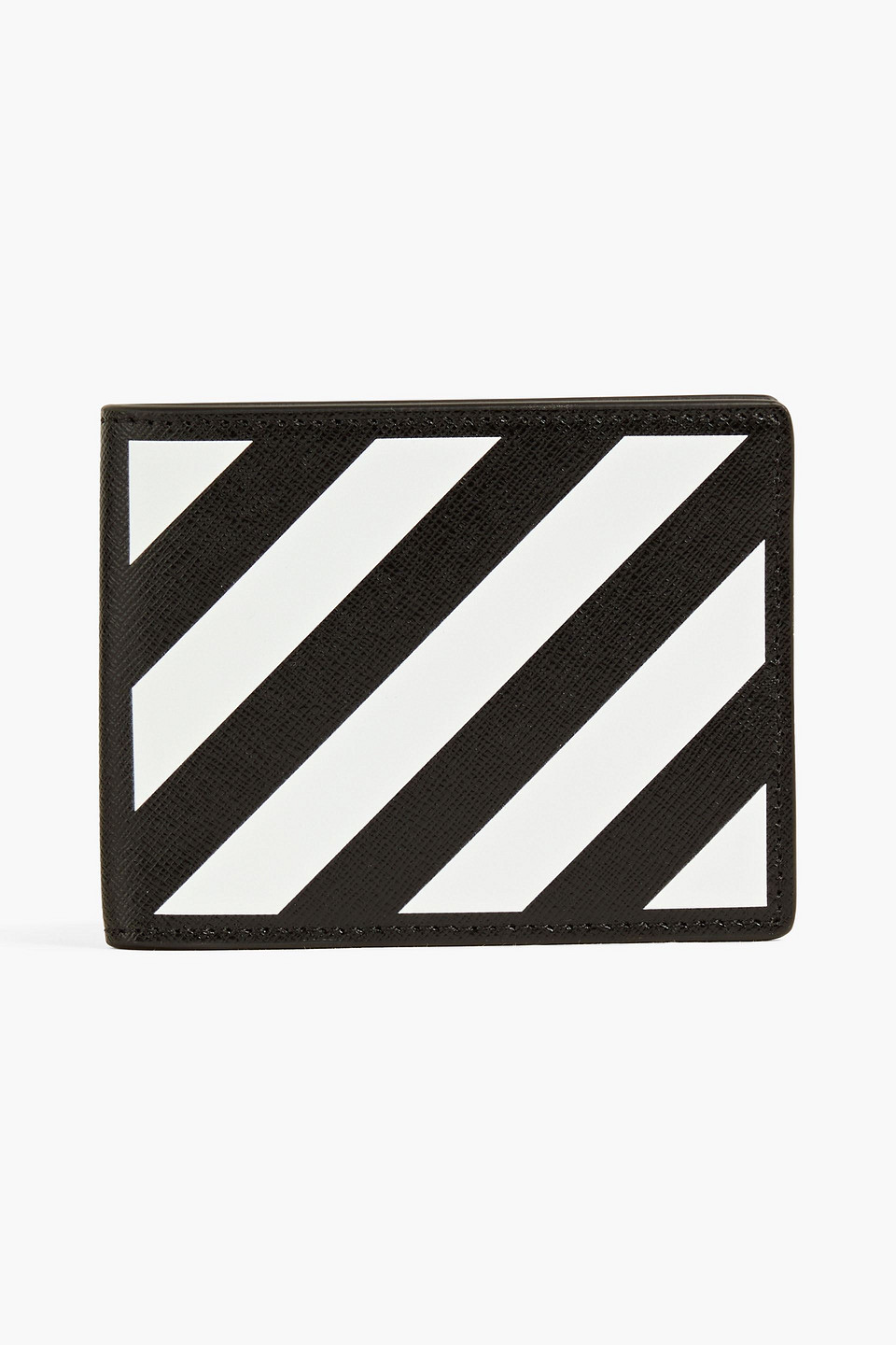 Off-white Striped Textured-leather Wallet In Black