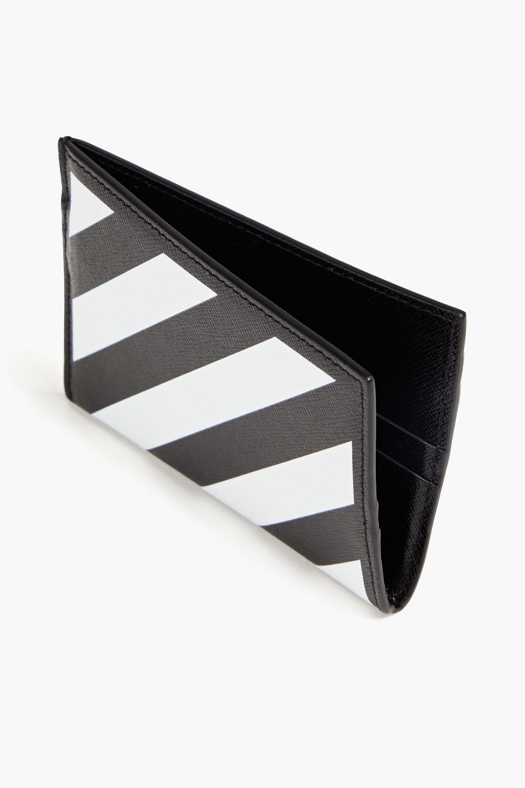 OFF-WHITE™ Striped textured-leather cardholder